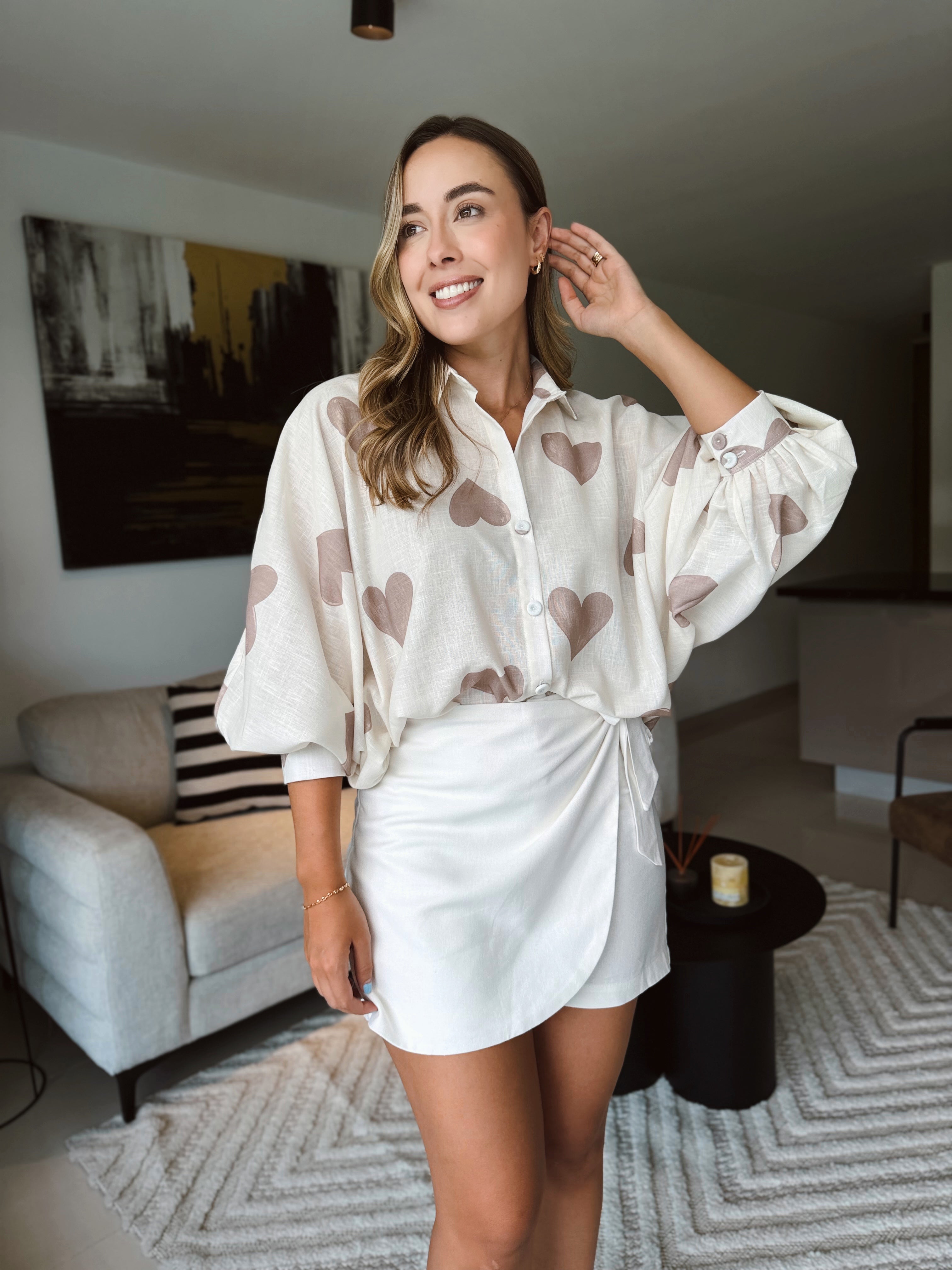 BLUSA MARTINA CORAZONES BEIGE