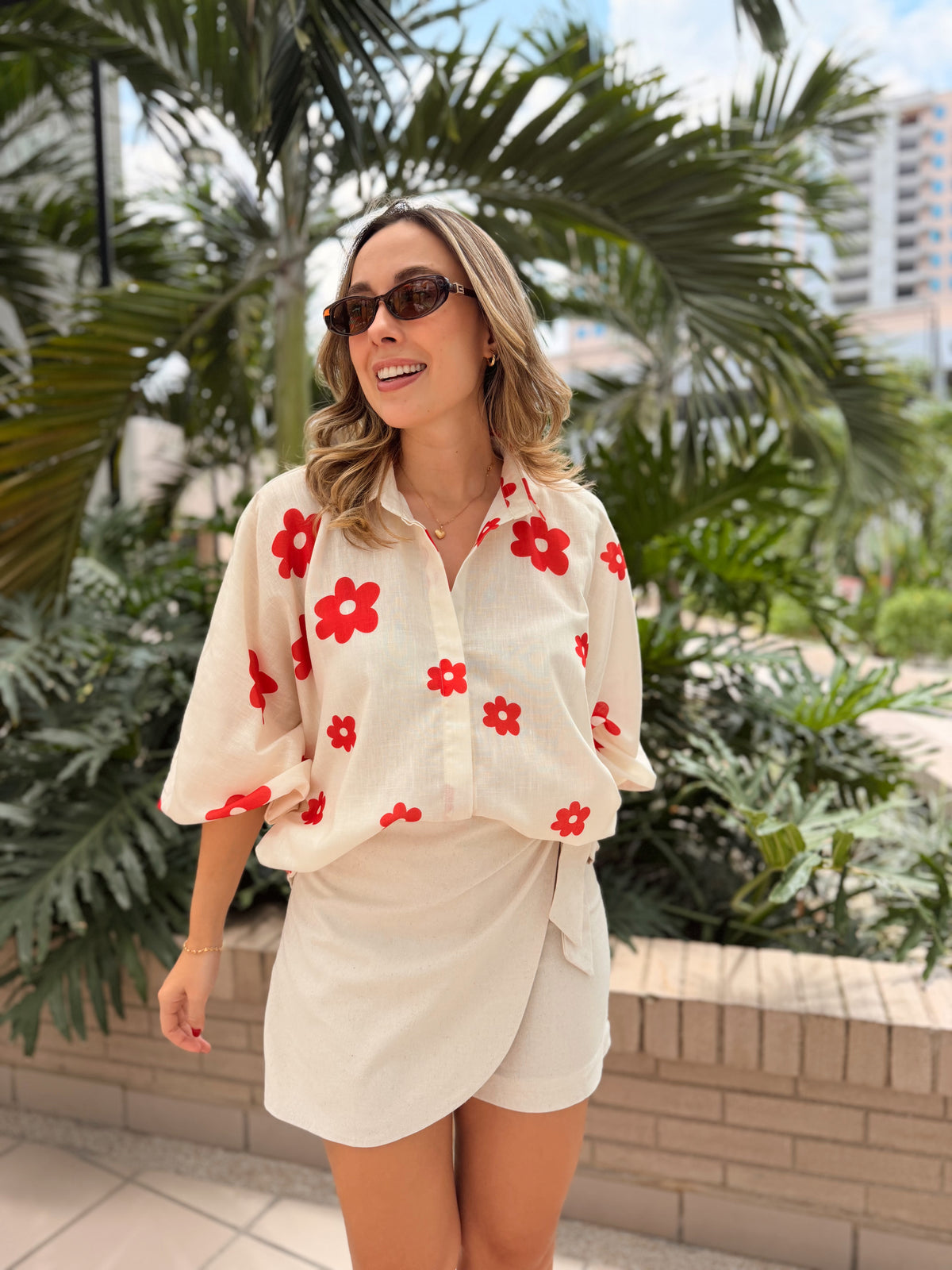 BLUSA GEORGINA PRINT FLORES ROJAS