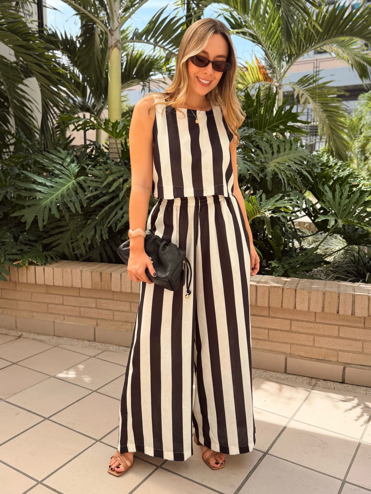 SET AMALFI PRINT RAYAS NEGRO