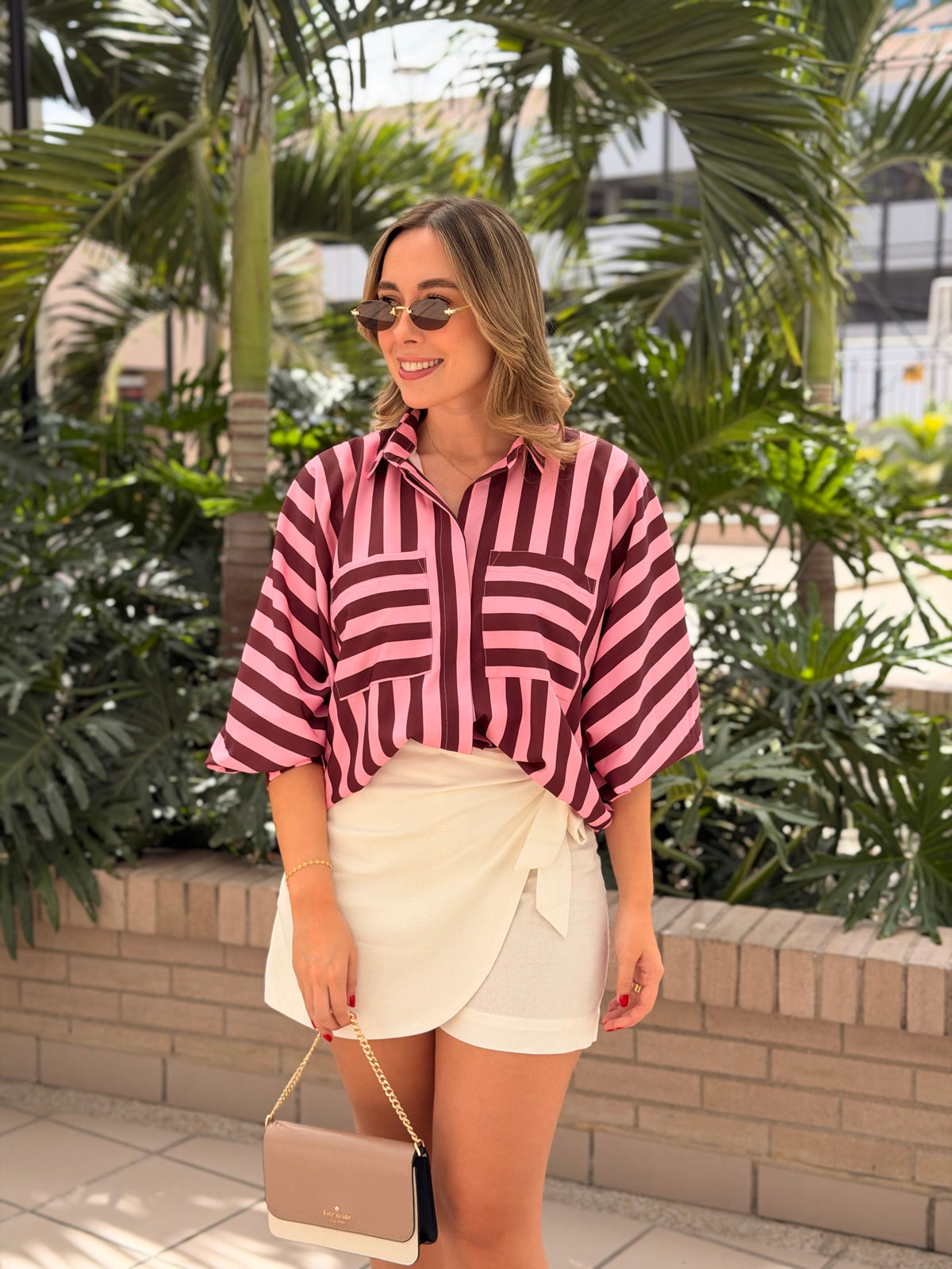 BLUSA EMMA RAYAS VINO ROSA