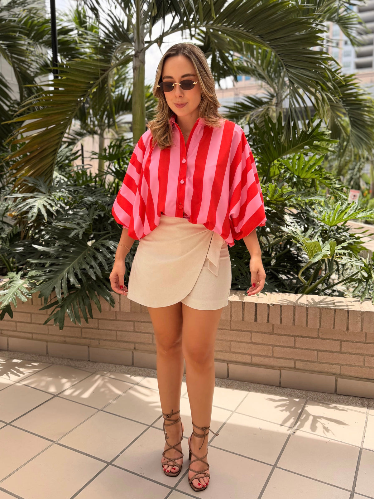 BLUSA MARTINA PRINT RAYAS ROSA-ROJO