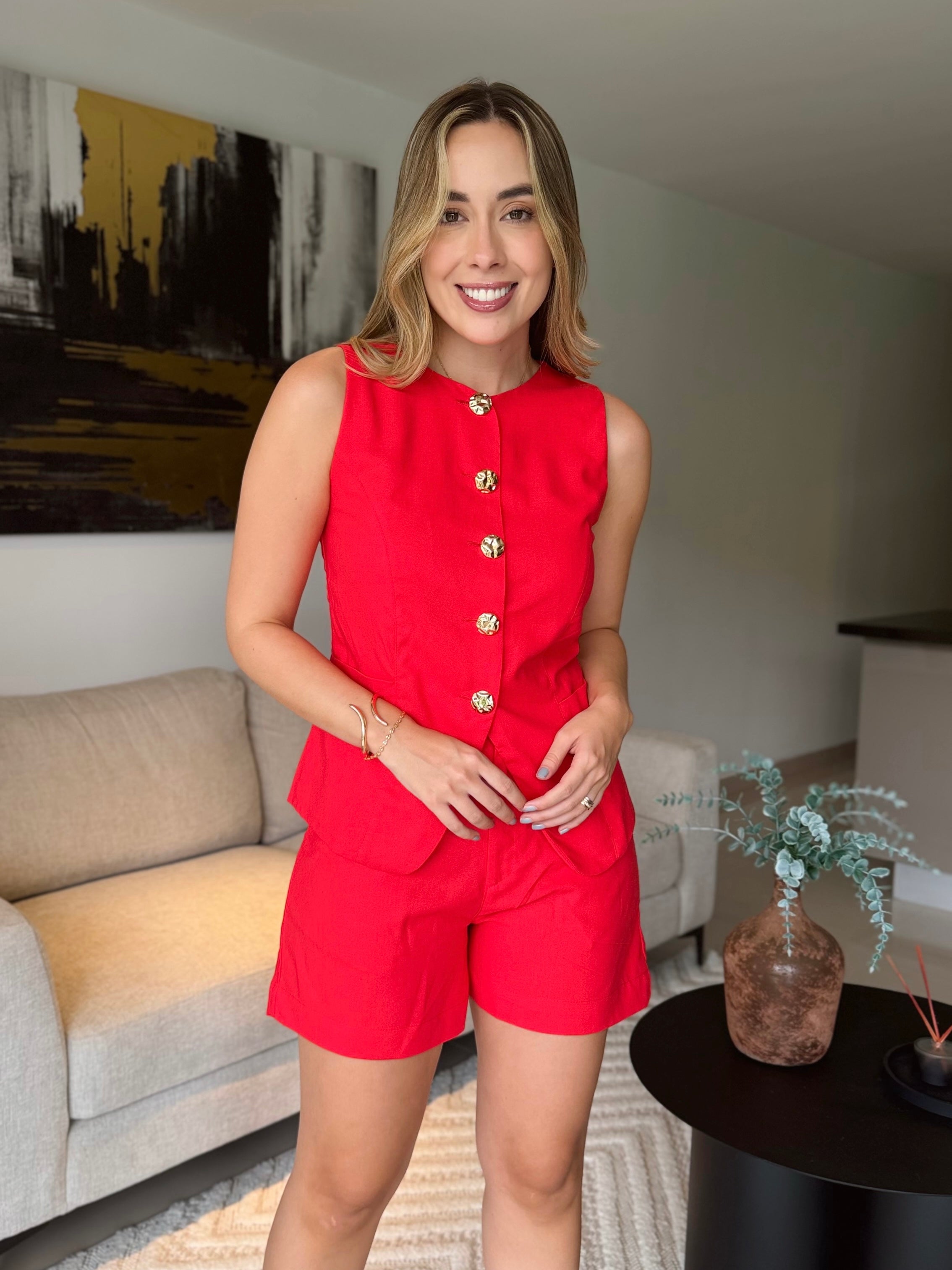 SET MÓNACO ROJO BOTÓN DORADO