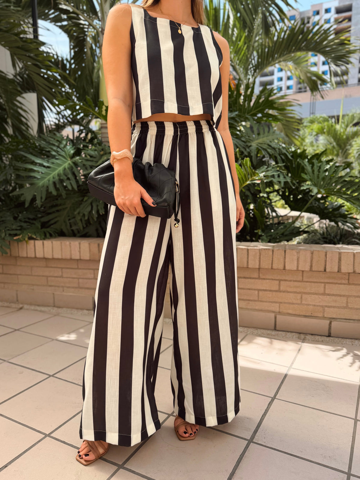 SET AMALFI PRINT RAYAS NEGRO