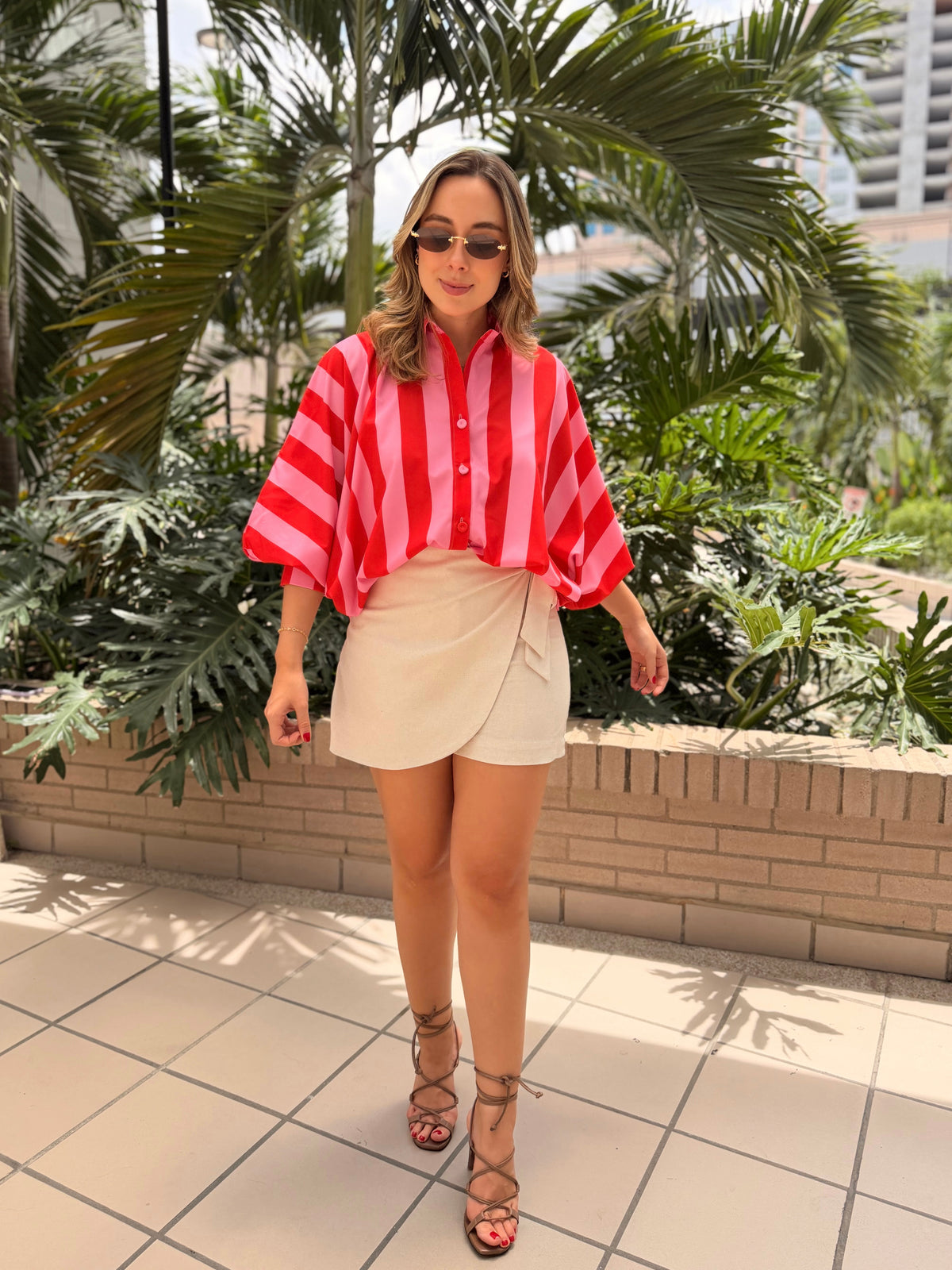 BLUSA MARTINA PRINT RAYAS ROSA-ROJO