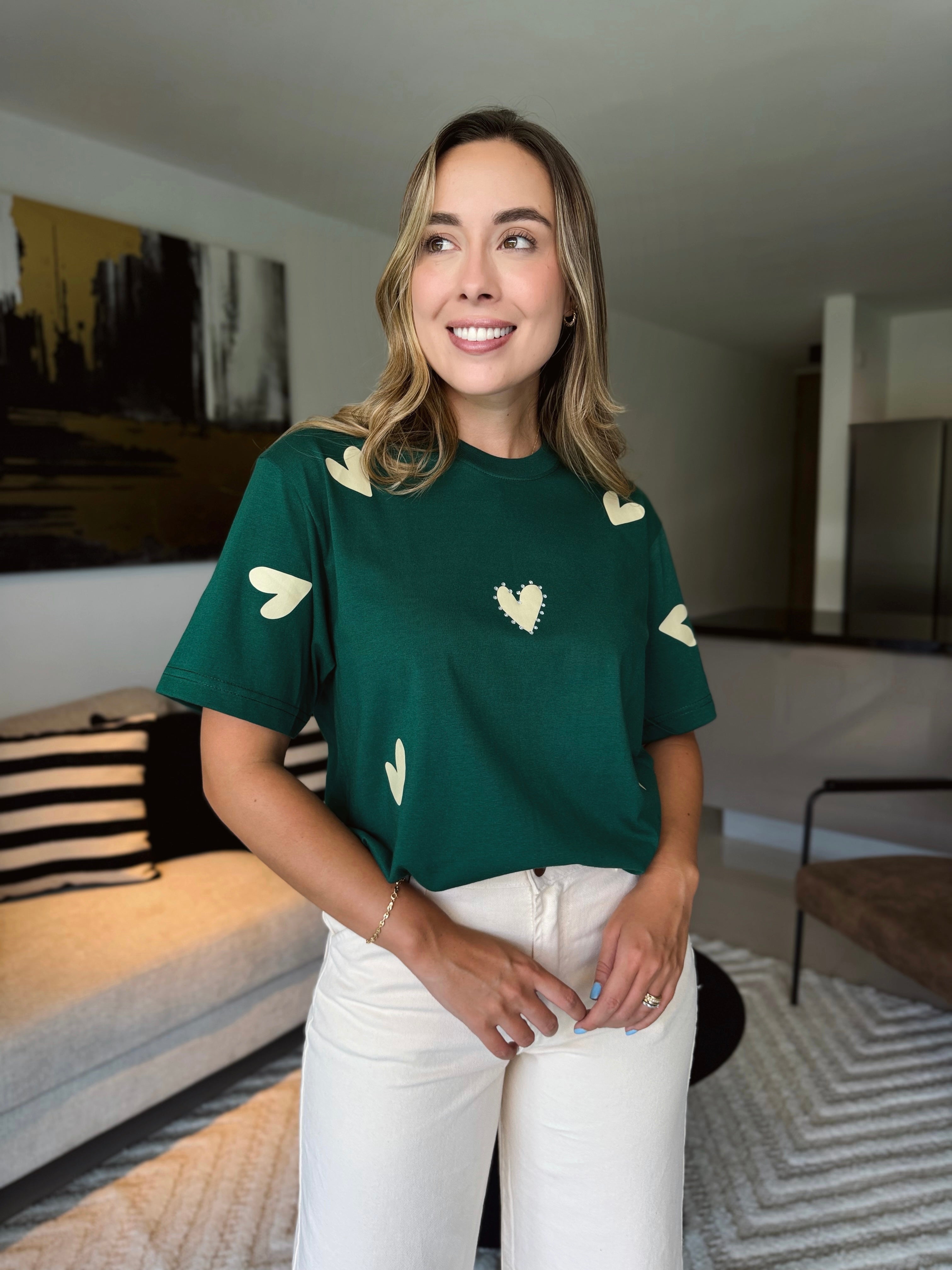CAMISETA VERDE CORAZÓN