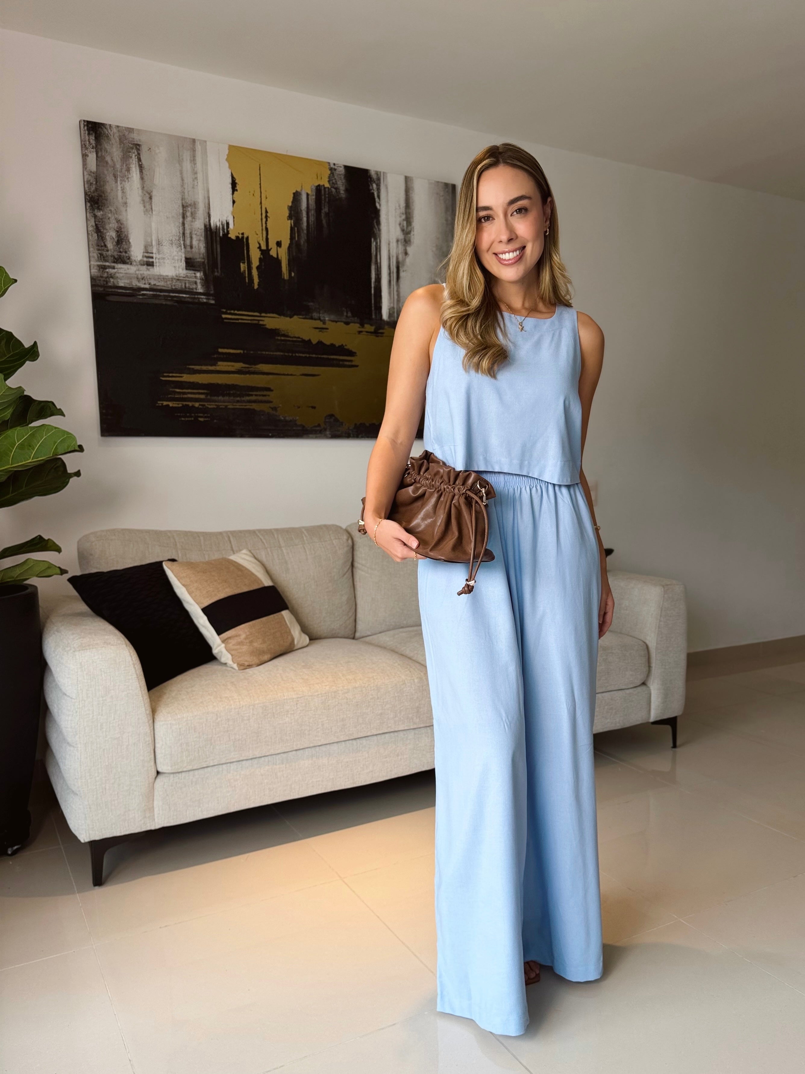 SET AMALFI UNICOLOR CELESTE