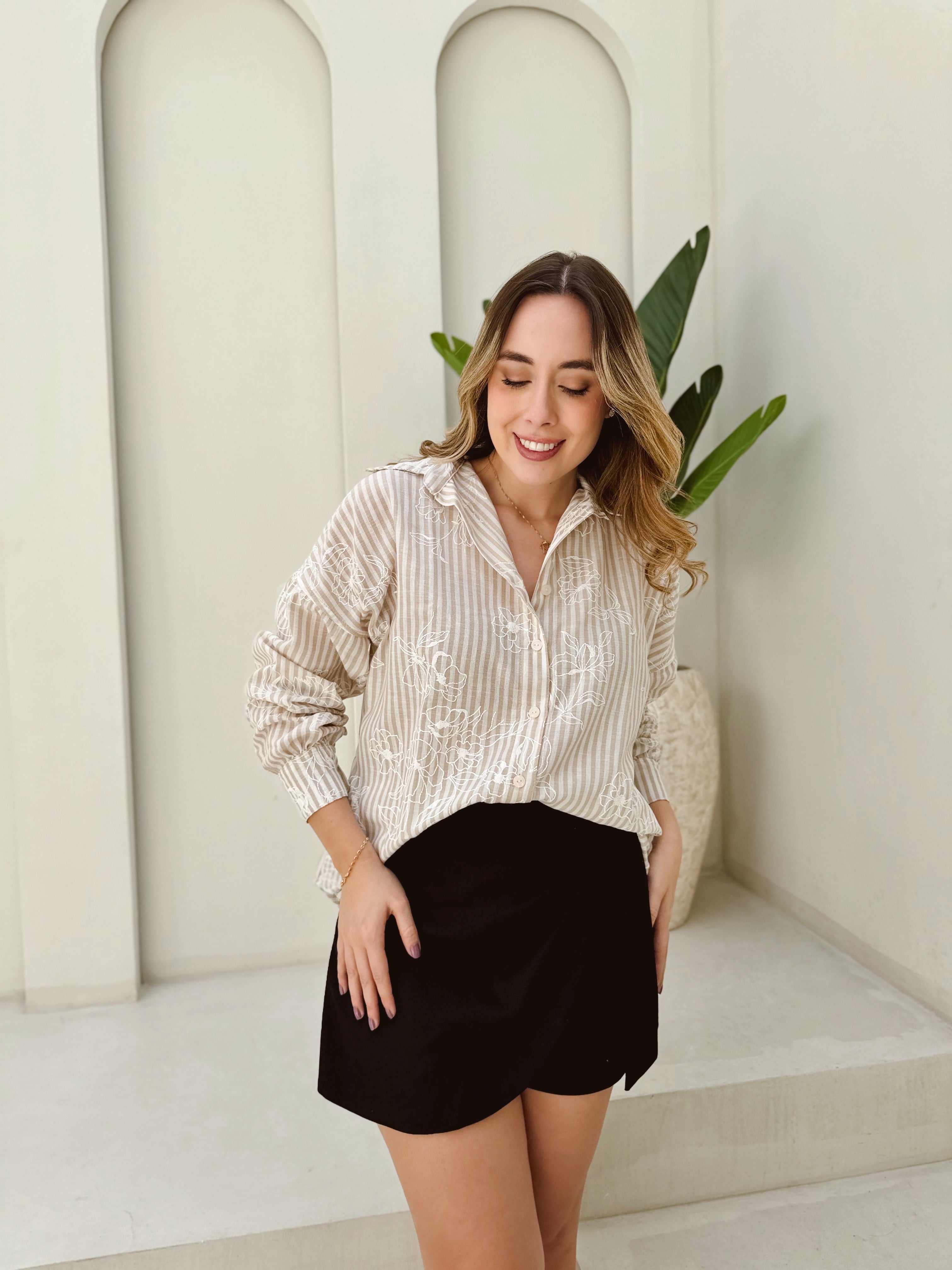 BLUSA PALERMO RAYAS BEIGE