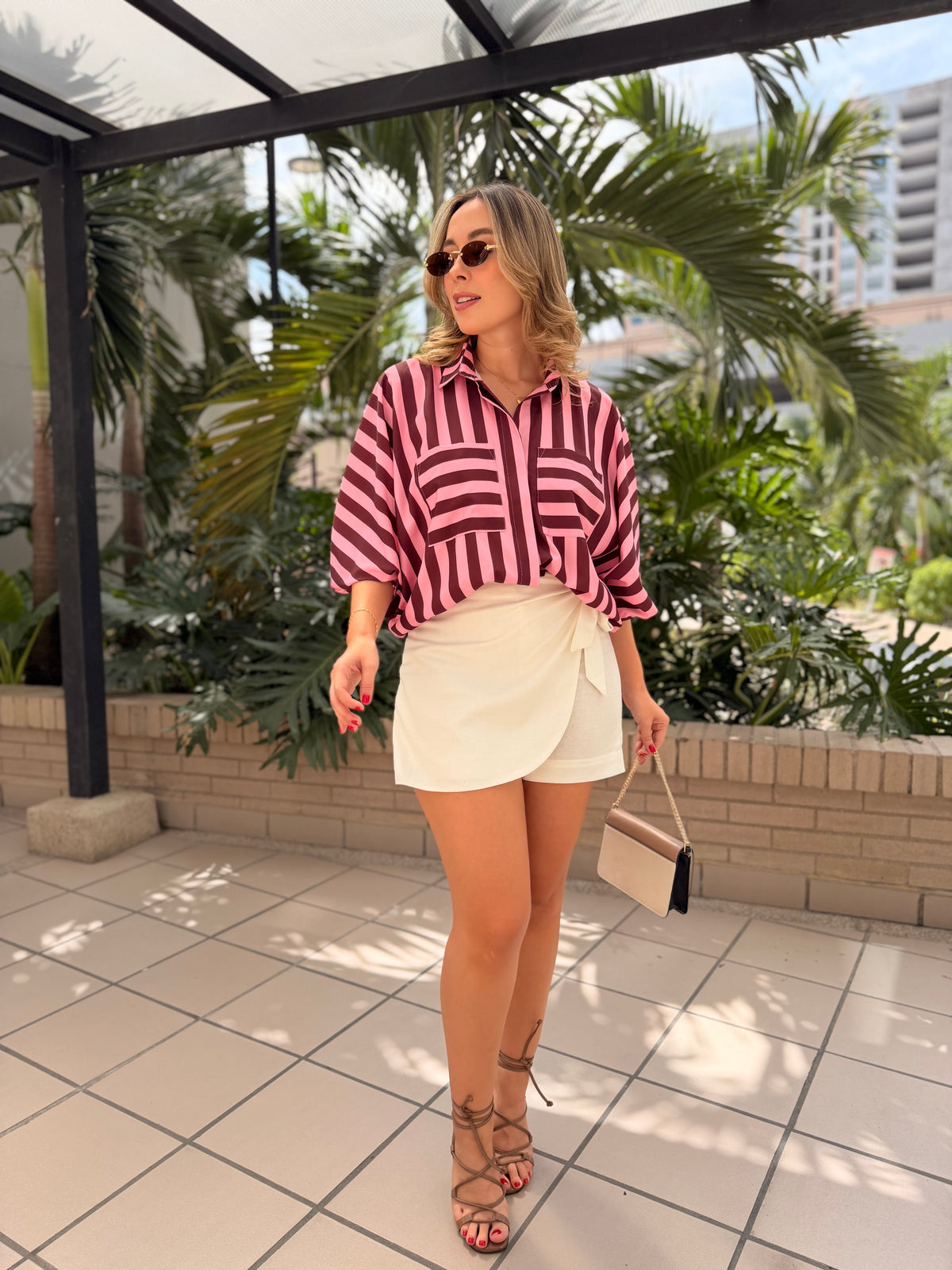 BLUSA EMMA RAYAS VINO ROSA