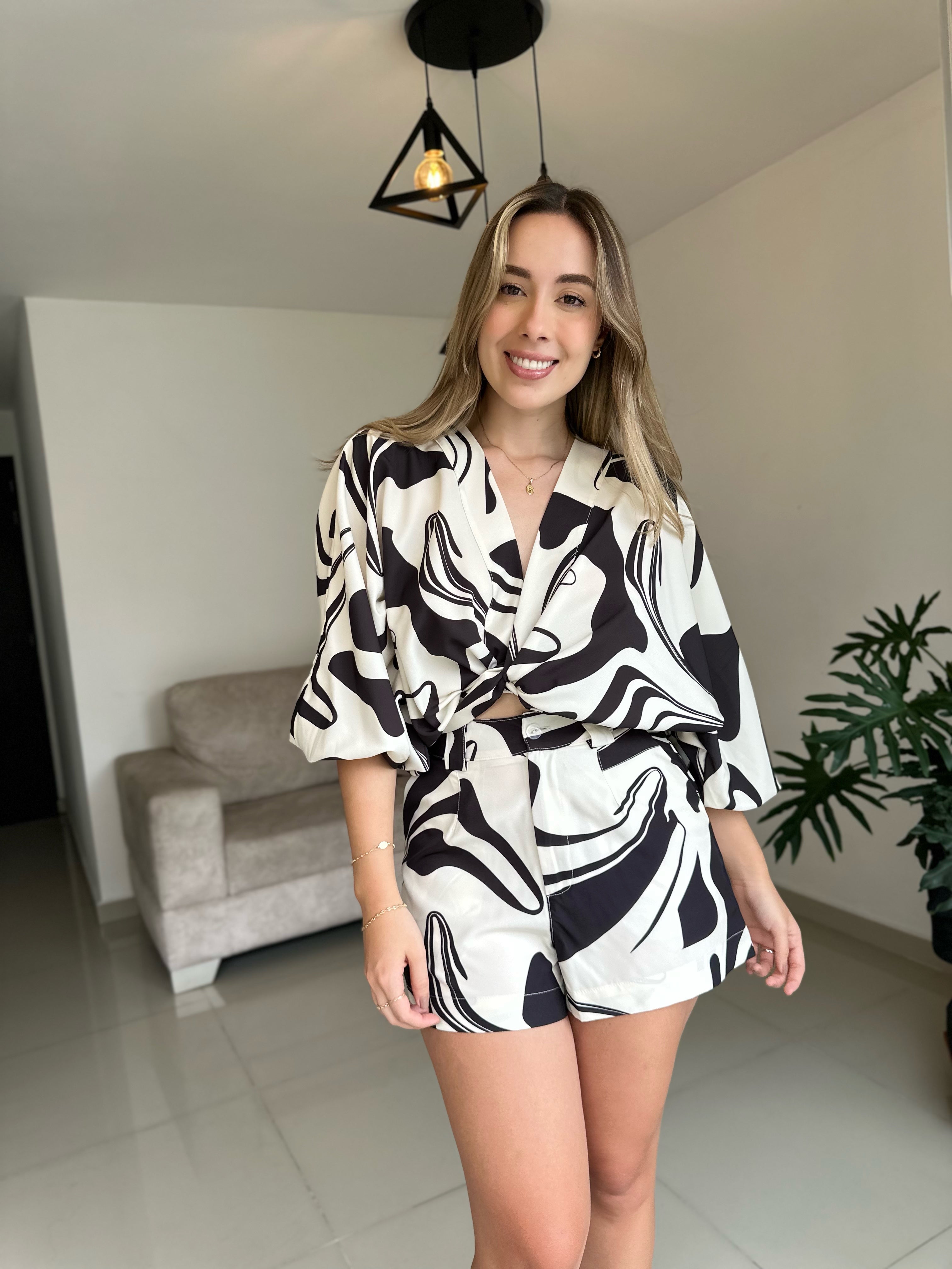 SET AGATHA PRINT ONDAS NEGRO