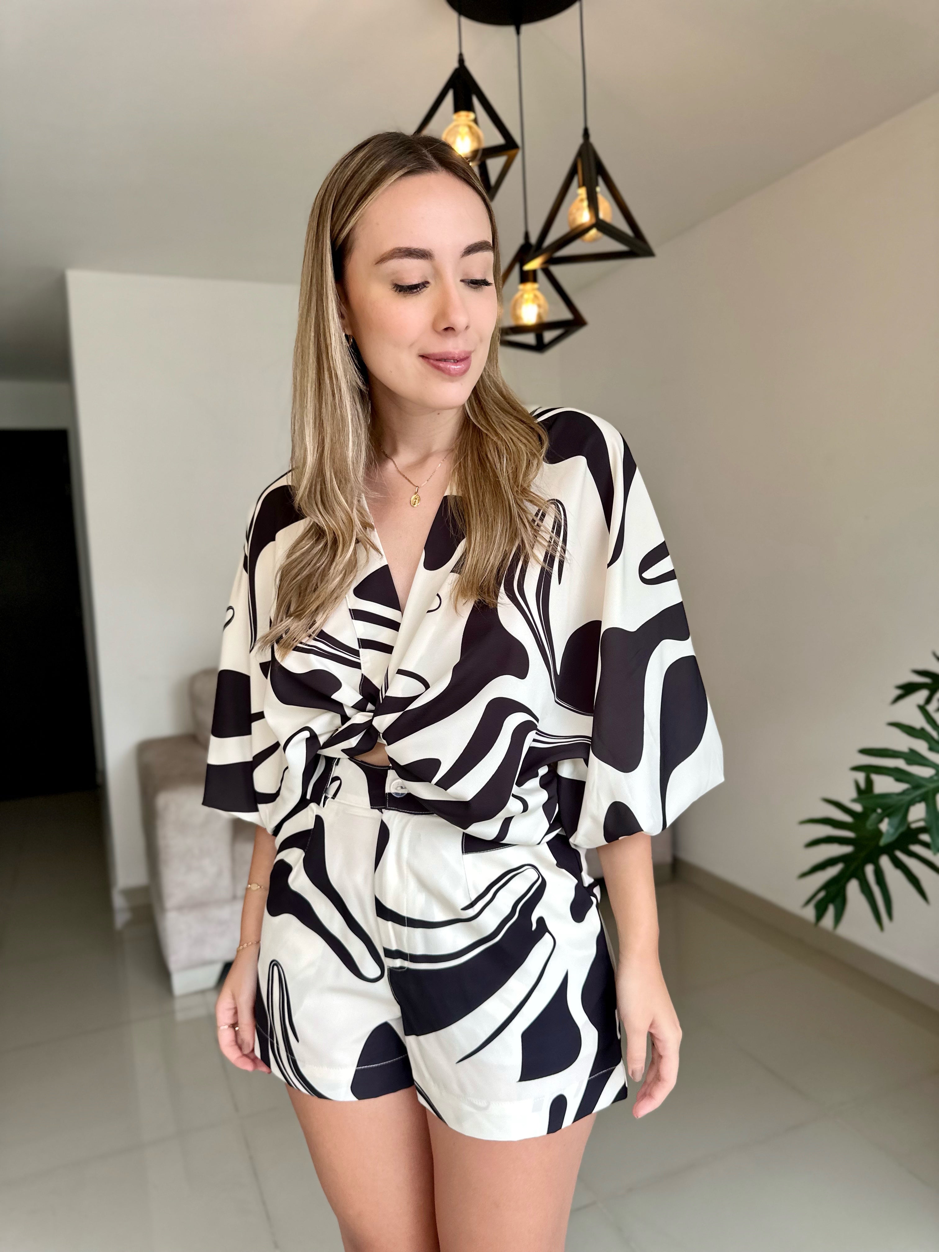 SET AGATHA PRINT ONDAS NEGRO