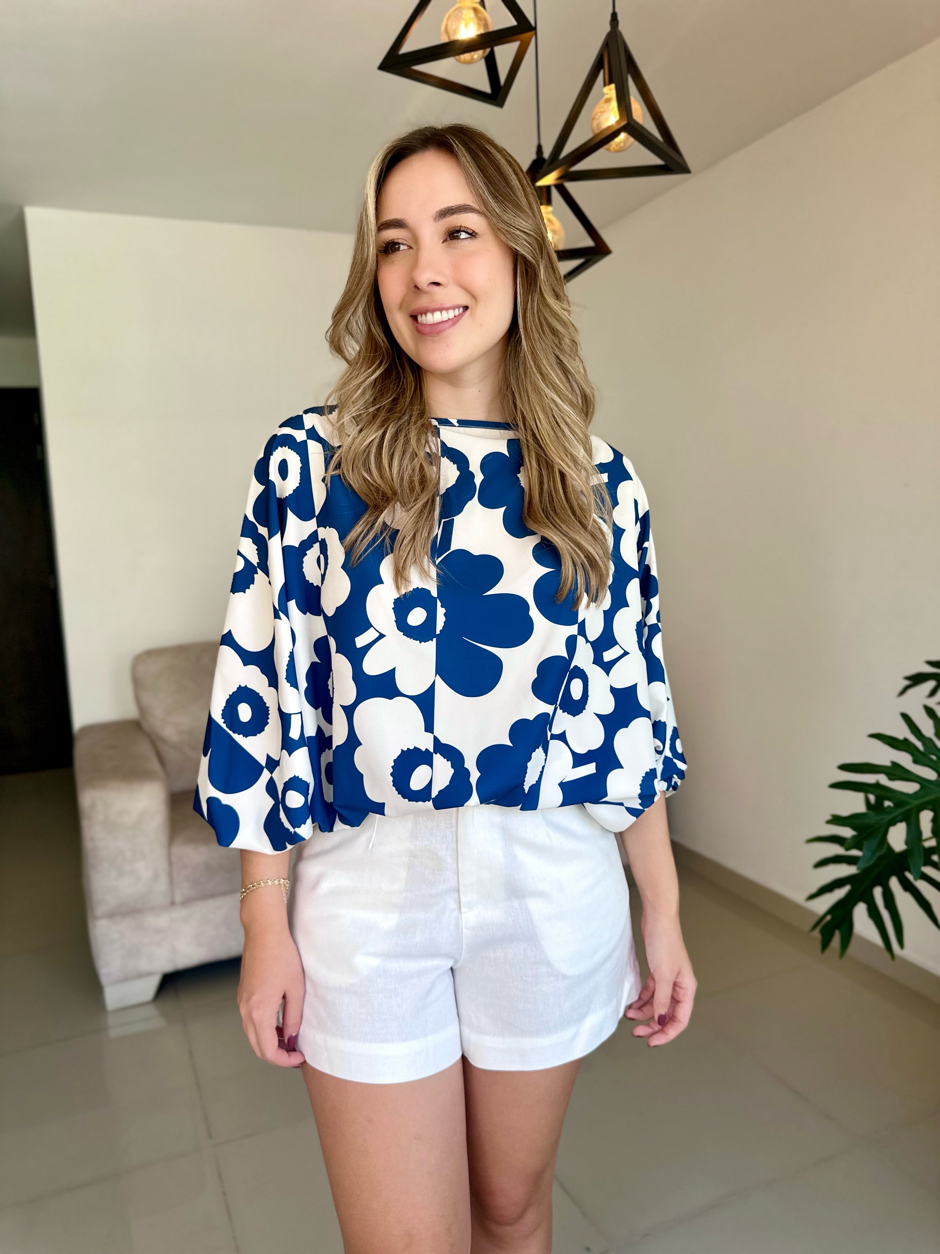 BLUSA HELENA PRINT FLOR AZUL