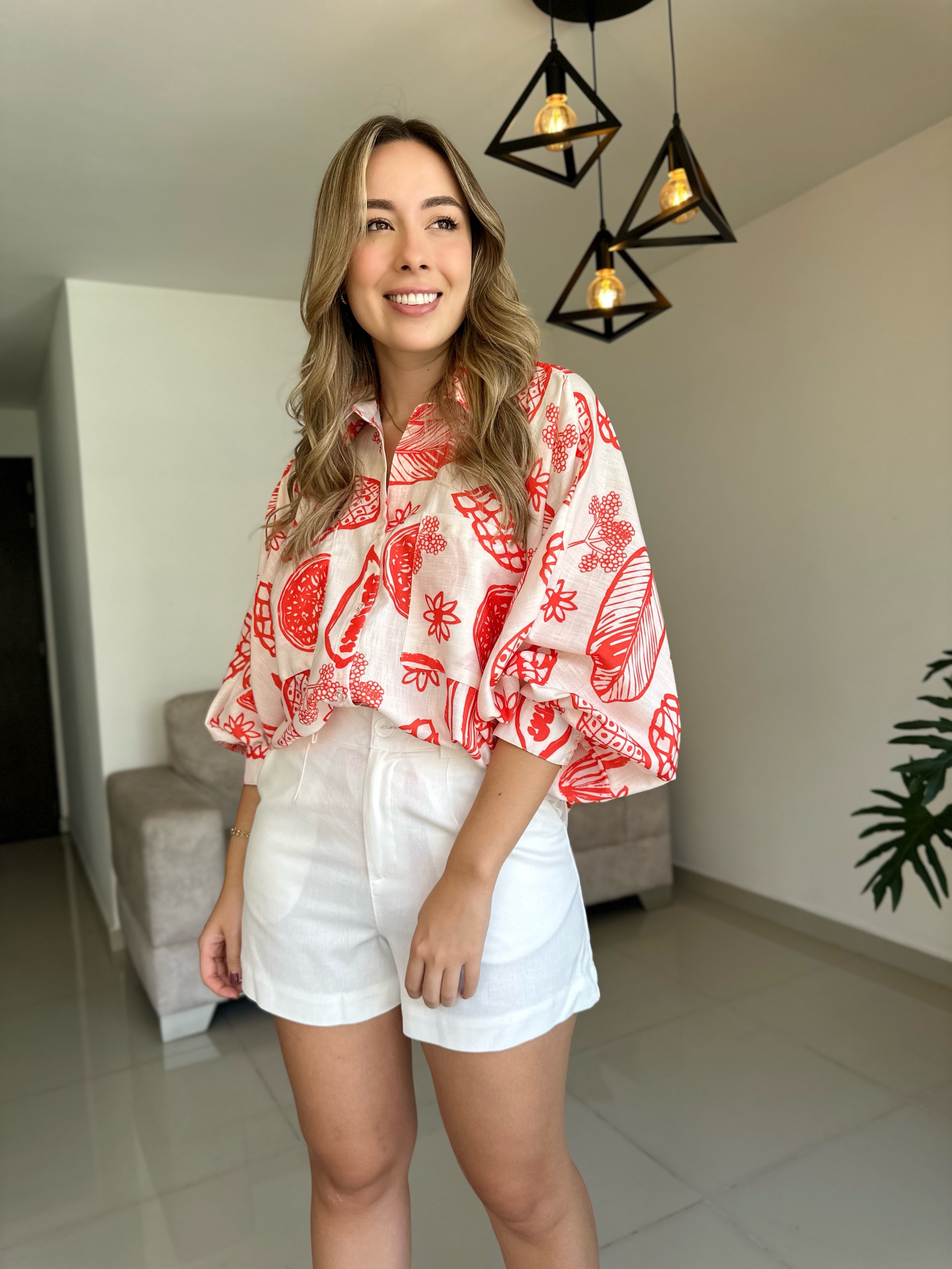 BLUSA BALI PRINT NARANJA