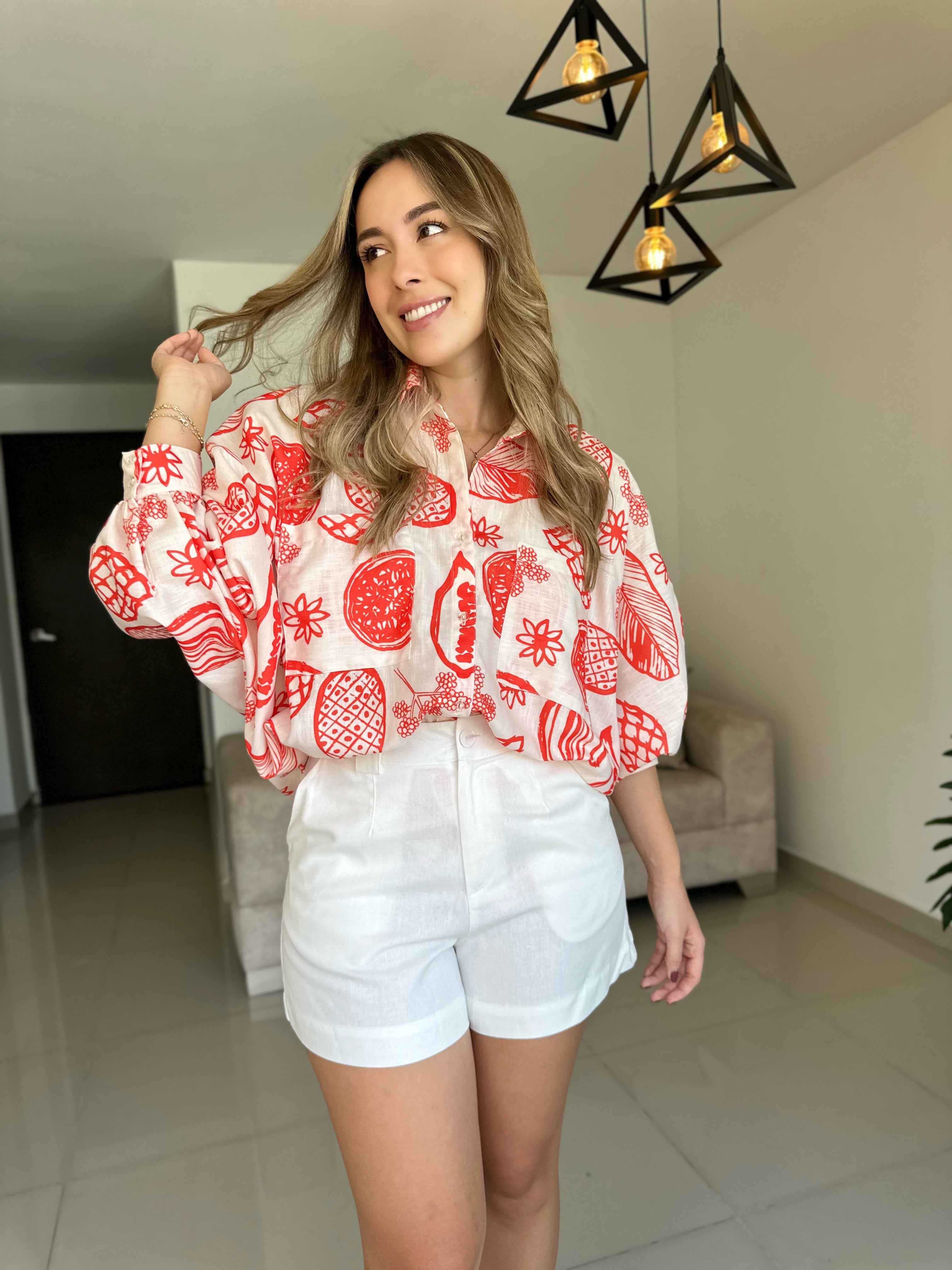BLUSA BALI PRINT NARANJA