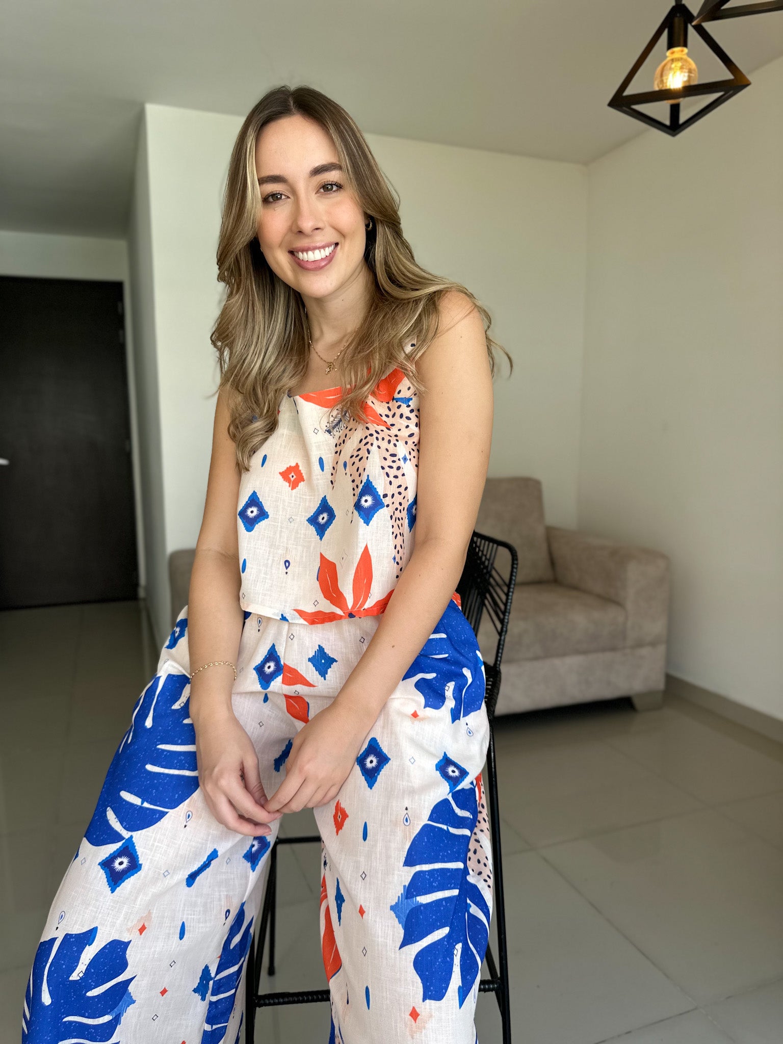 SET MILAN PRINT NARANJA-AZUL
