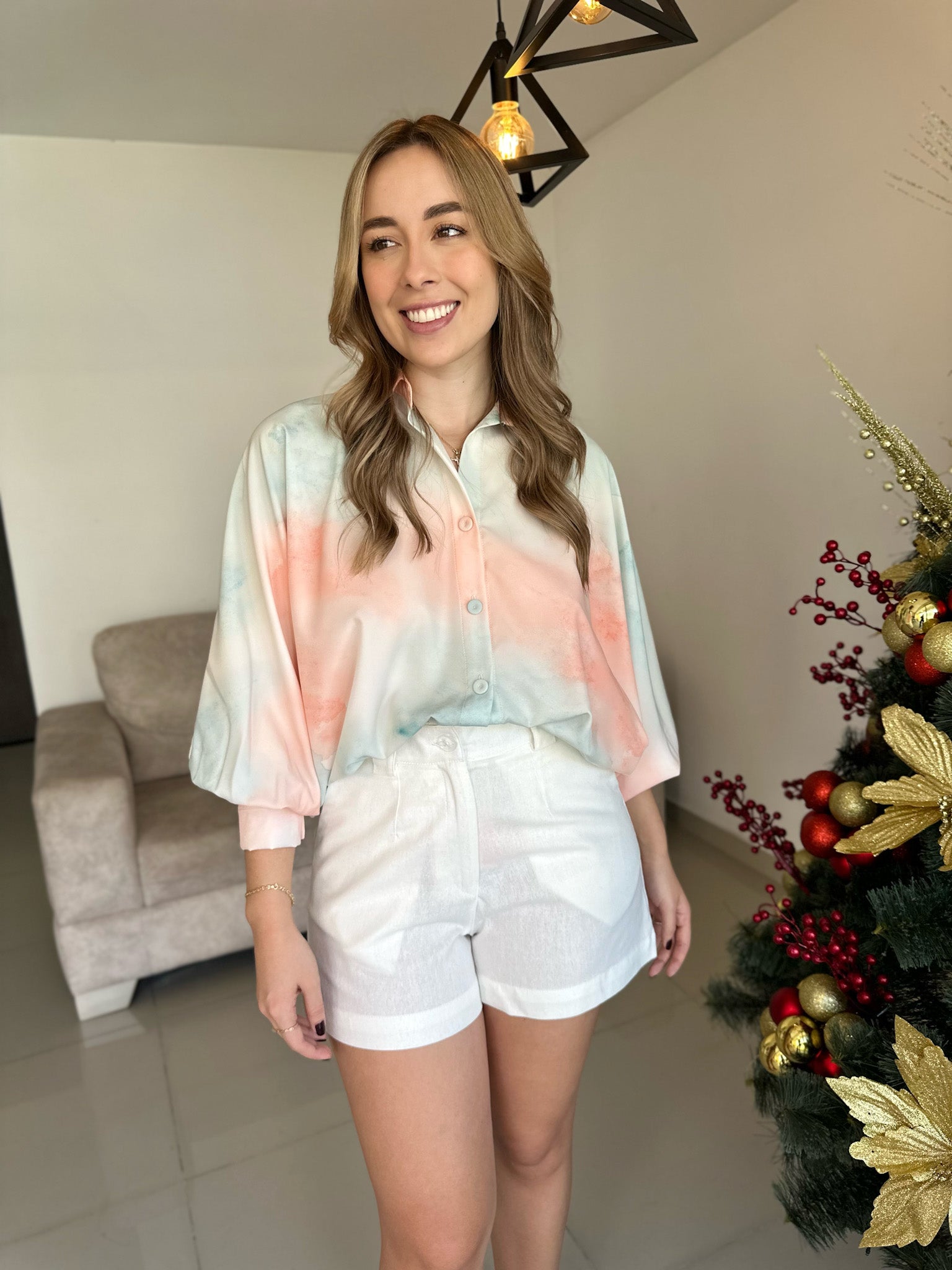 BLUSA MARTINA PRINT DEGRADE CELESTE