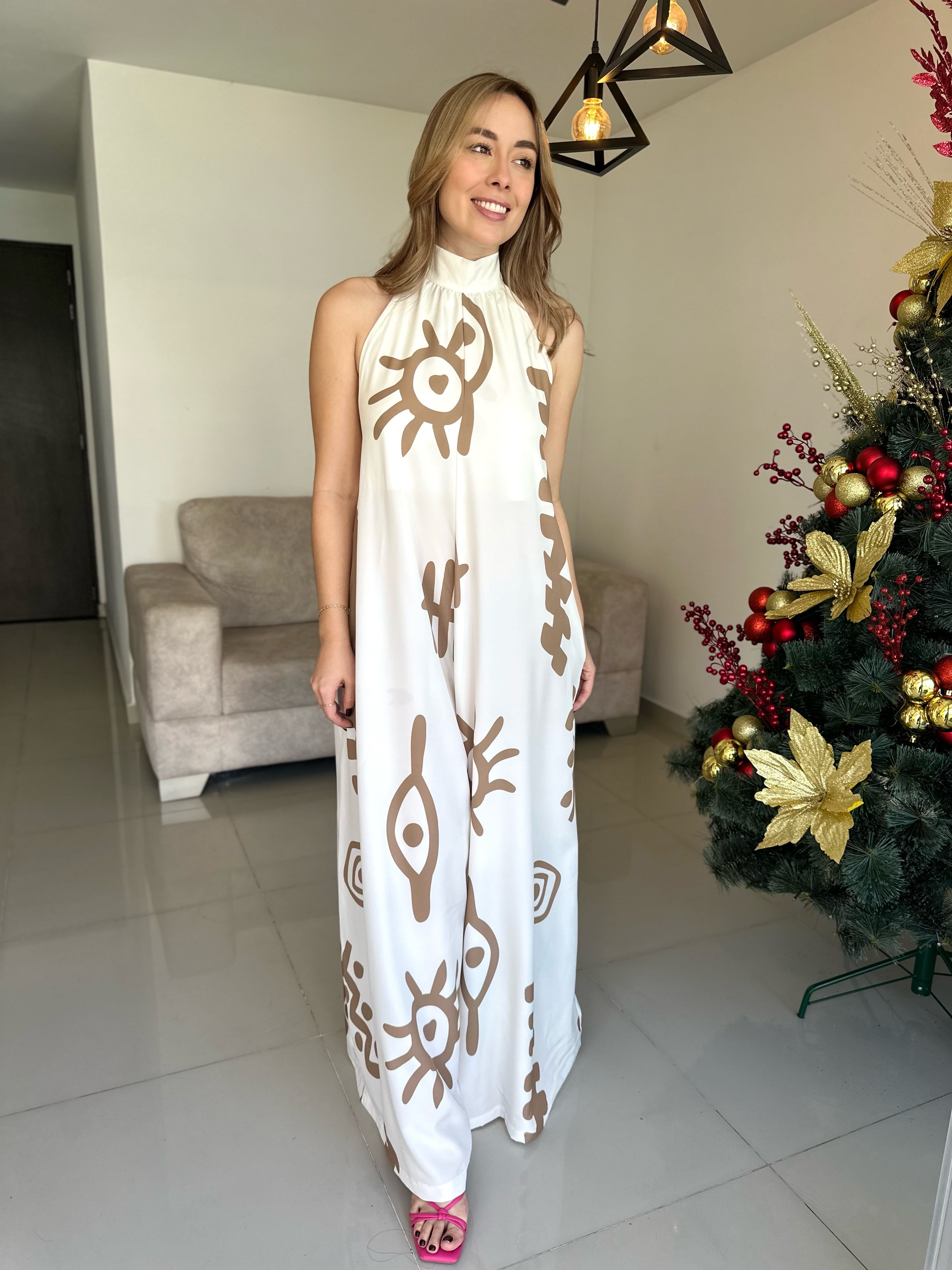 ENTERIZO FILIPINAS BLANCO FIGURAS BEIGE