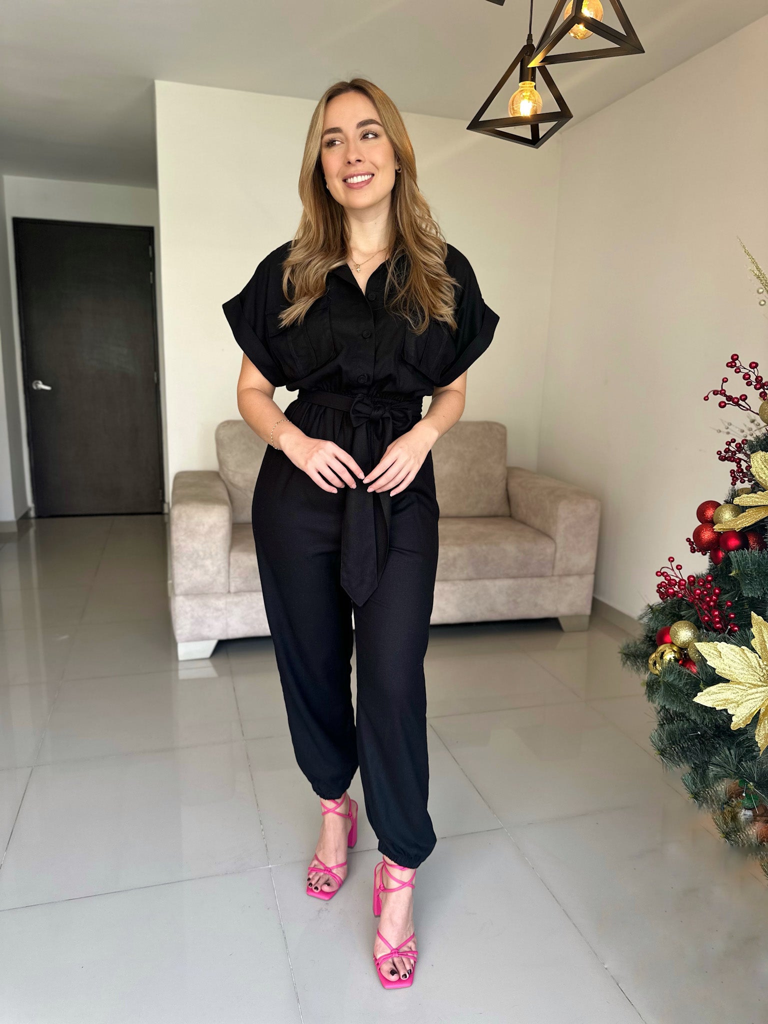 ENTERIZO ÁMBAR LINO NEGRO