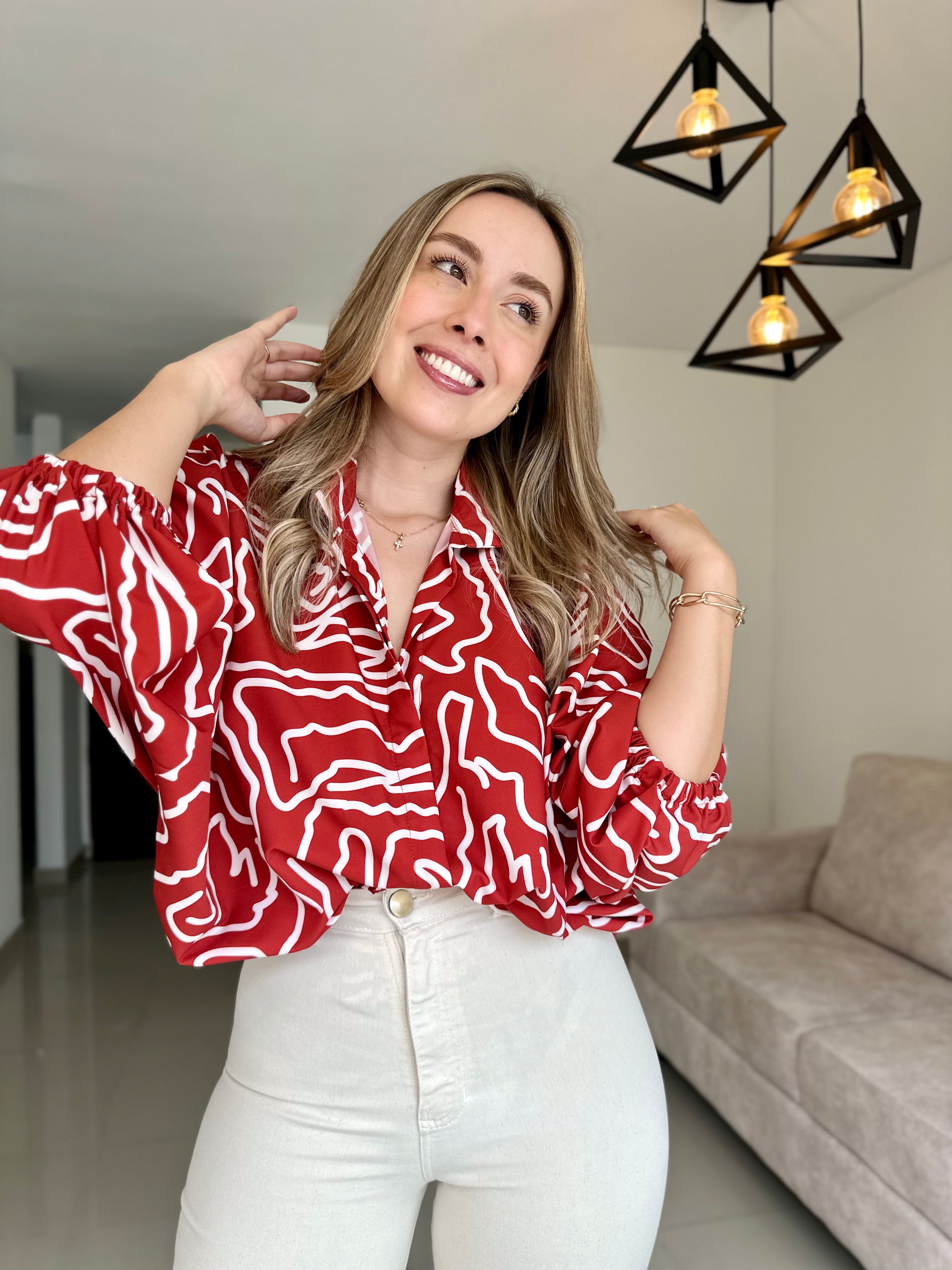 BLUSA GEORGINA PRINT TERRACOTA