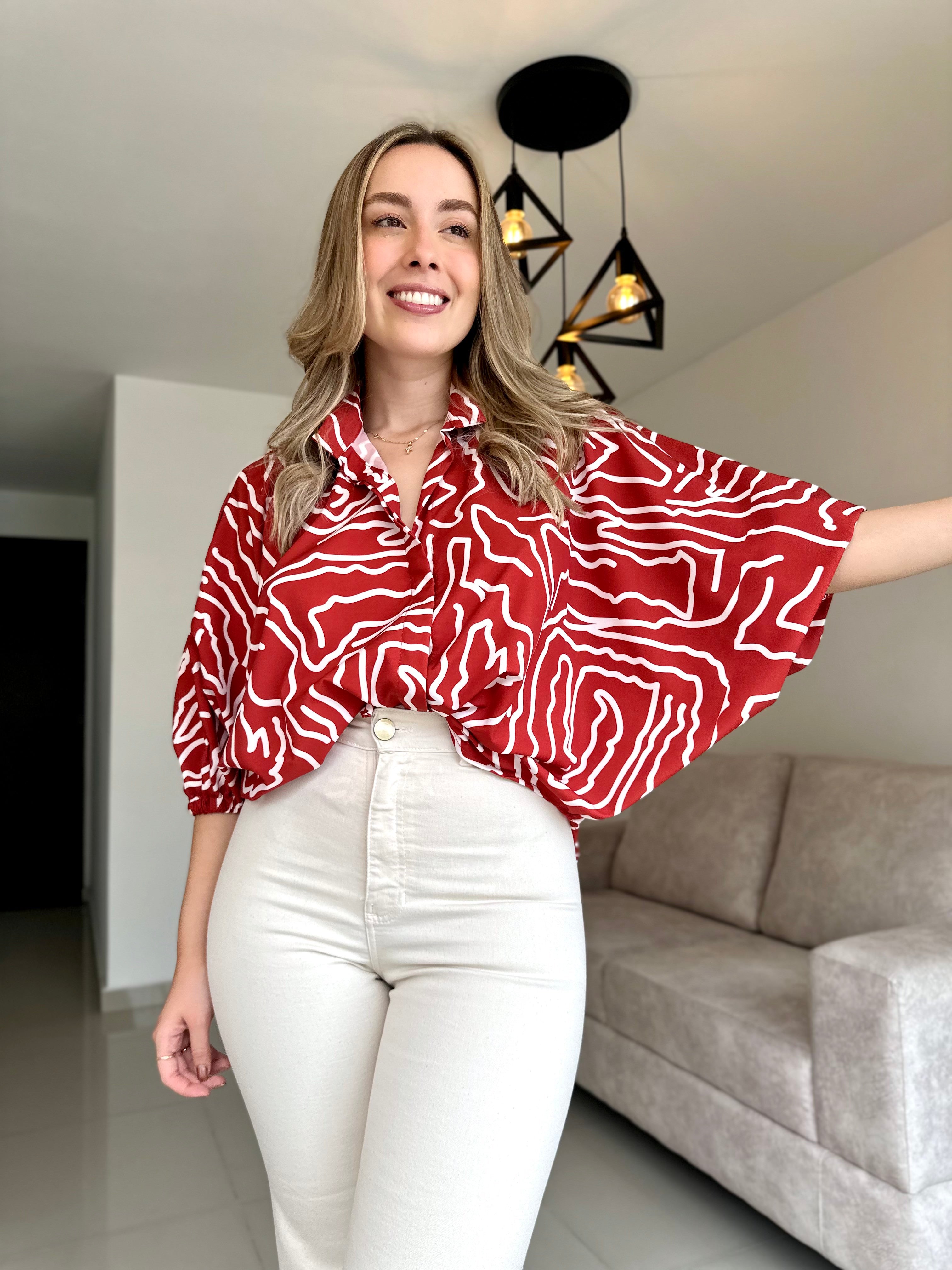 BLUSA GEORGINA PRINT TERRACOTA