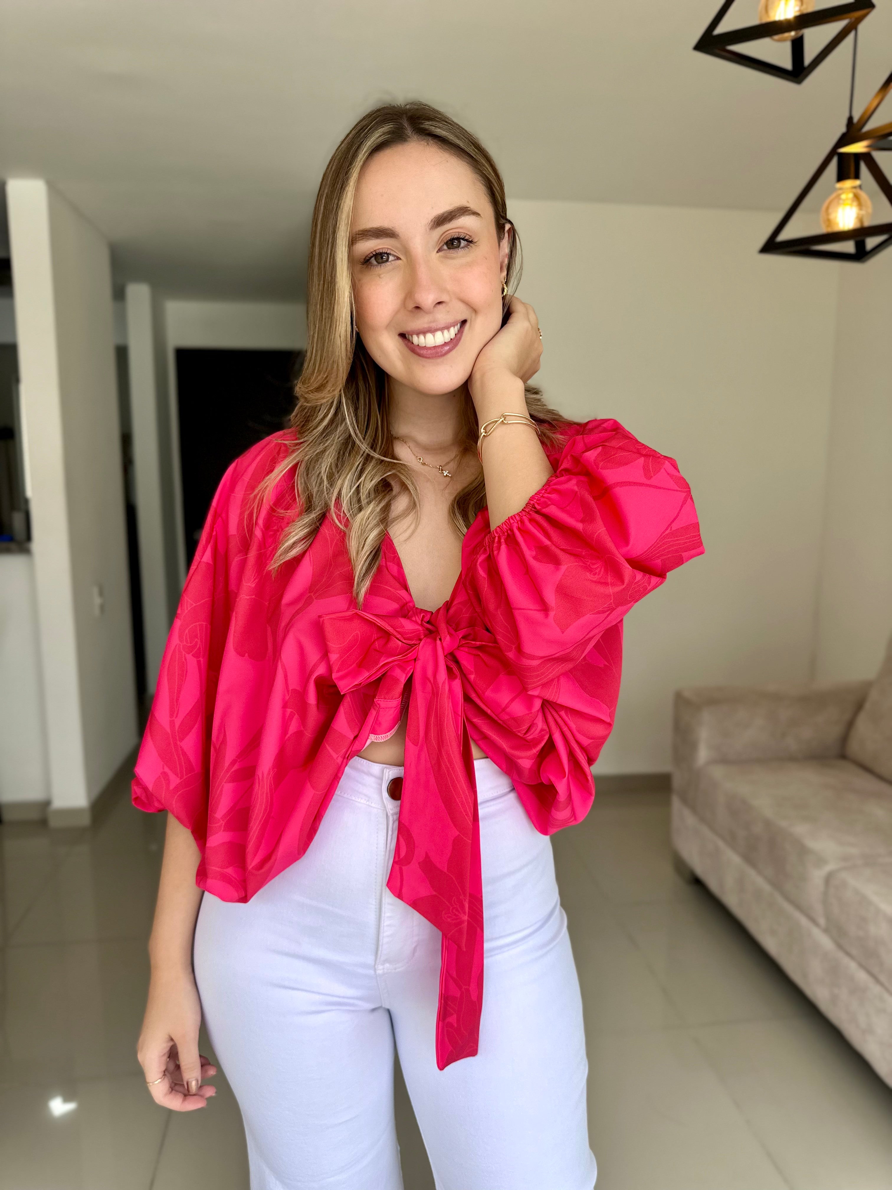 BLUSA CLOE PRINT FUCSIA