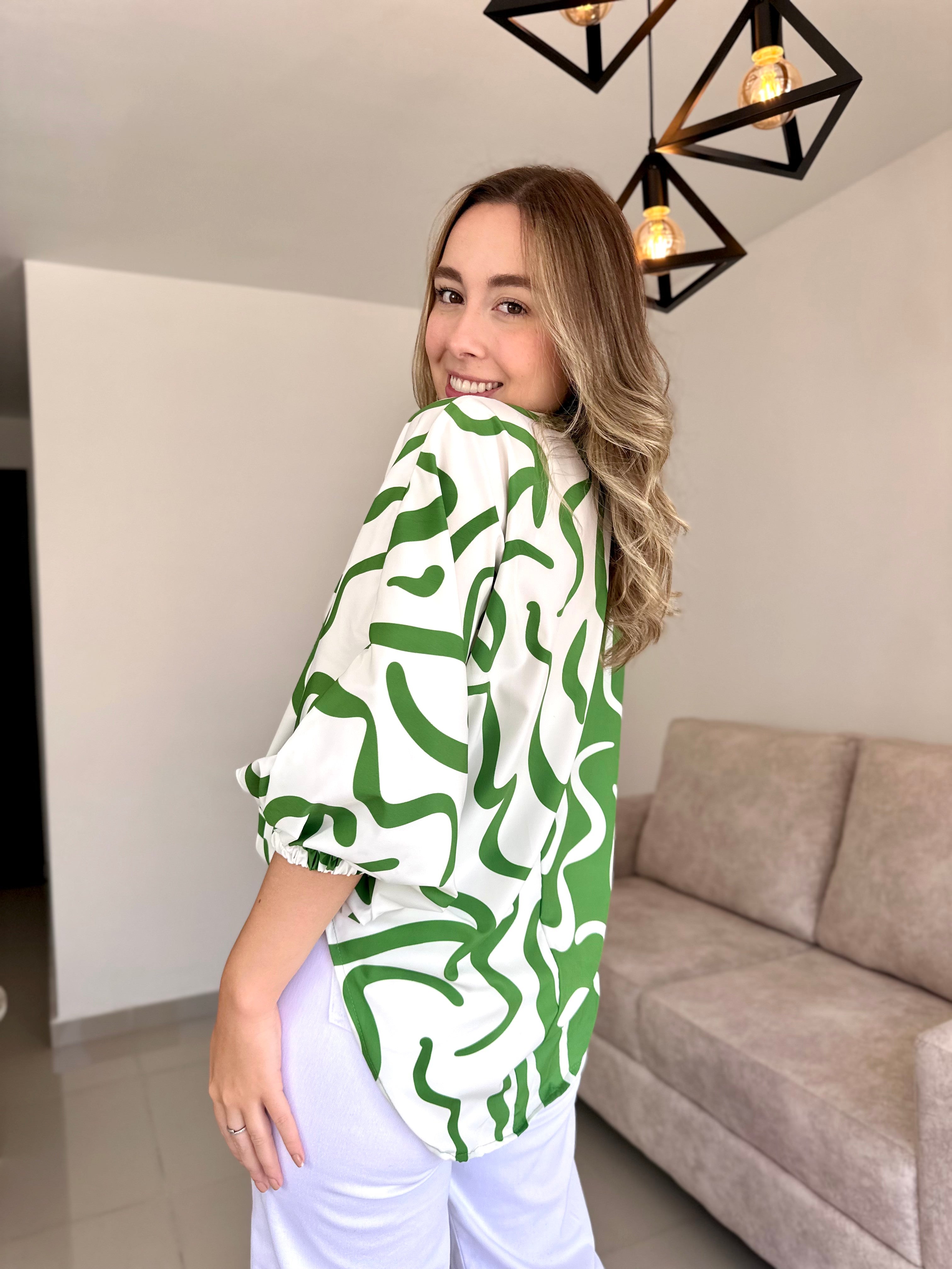 BLUSA GEORGINA PRINT VERDE COMBINADO