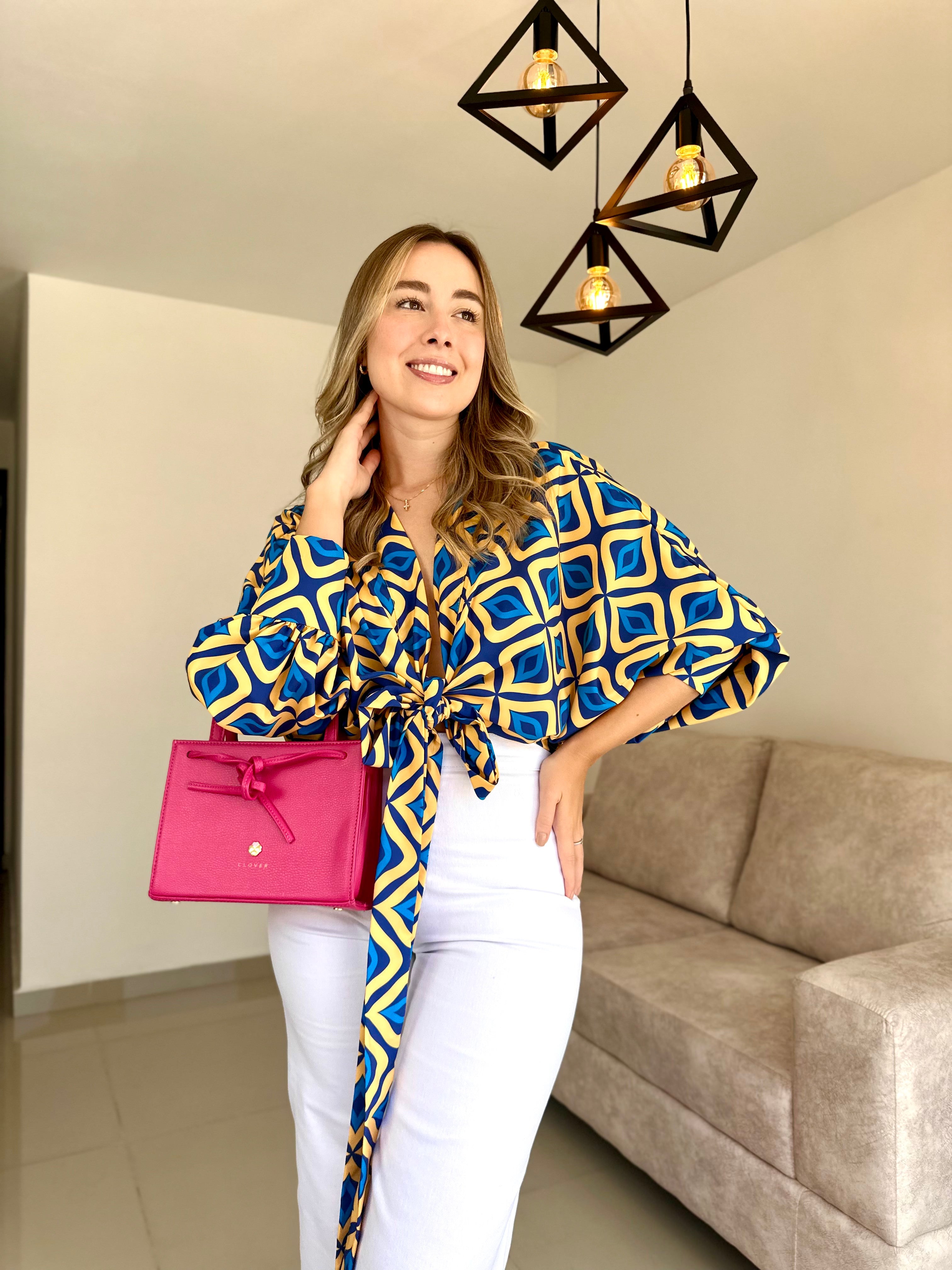 TOP LOLA PRINT ROMBOS AMARILLO-AZUL