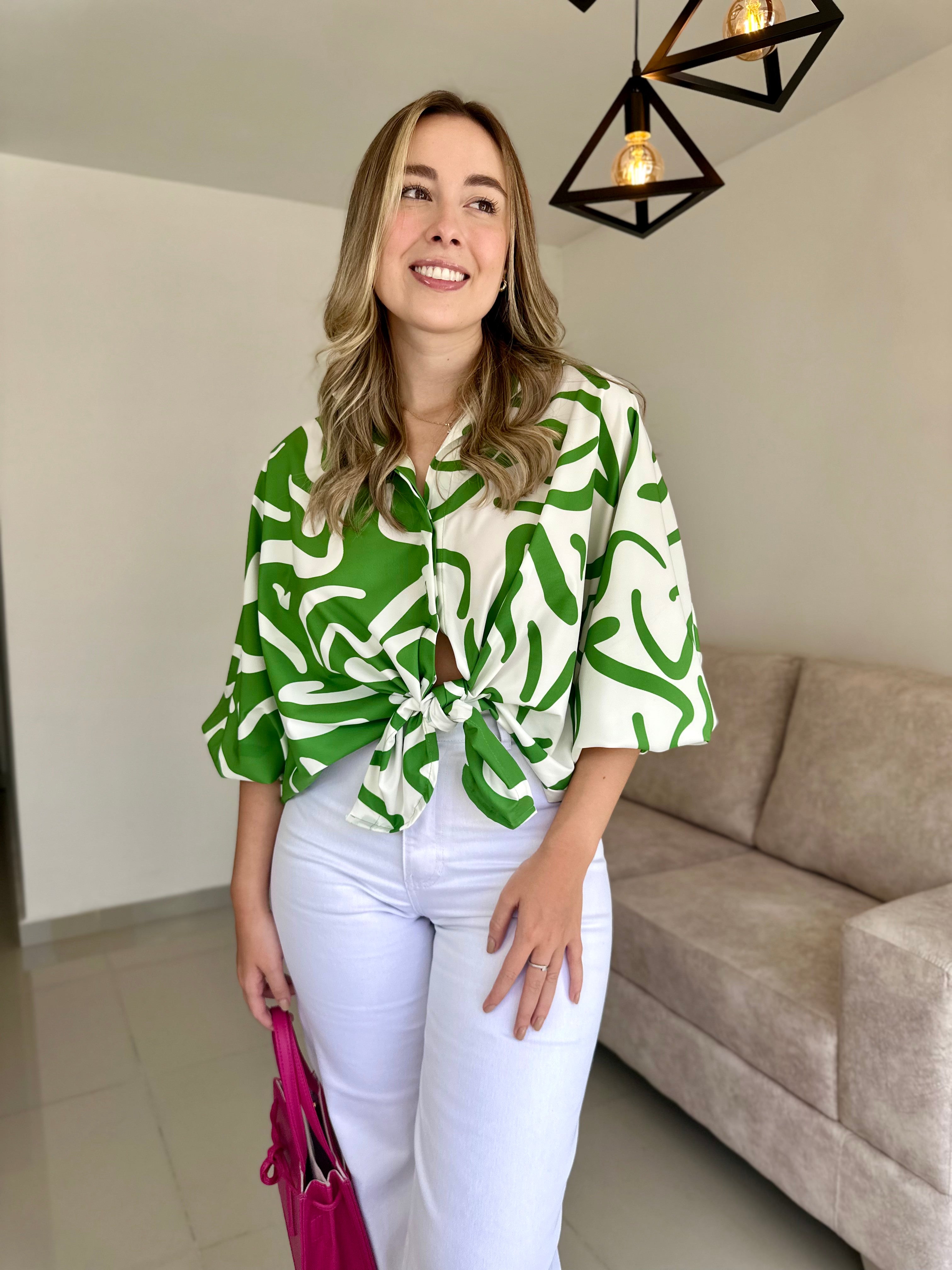 BLUSA GEORGINA PRINT VERDE COMBINADO