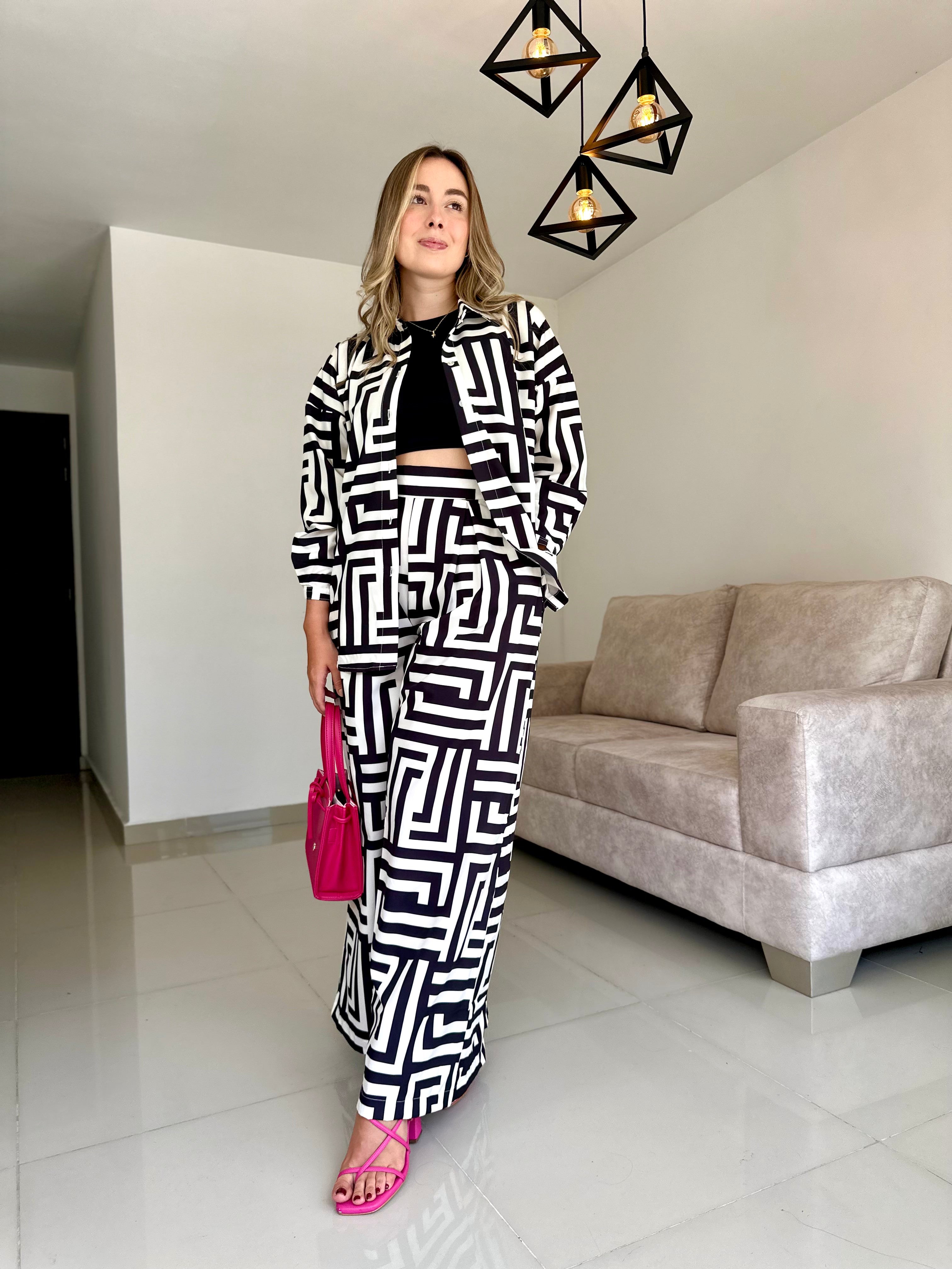 PANTALON LIZA MARFIL-NEGRO