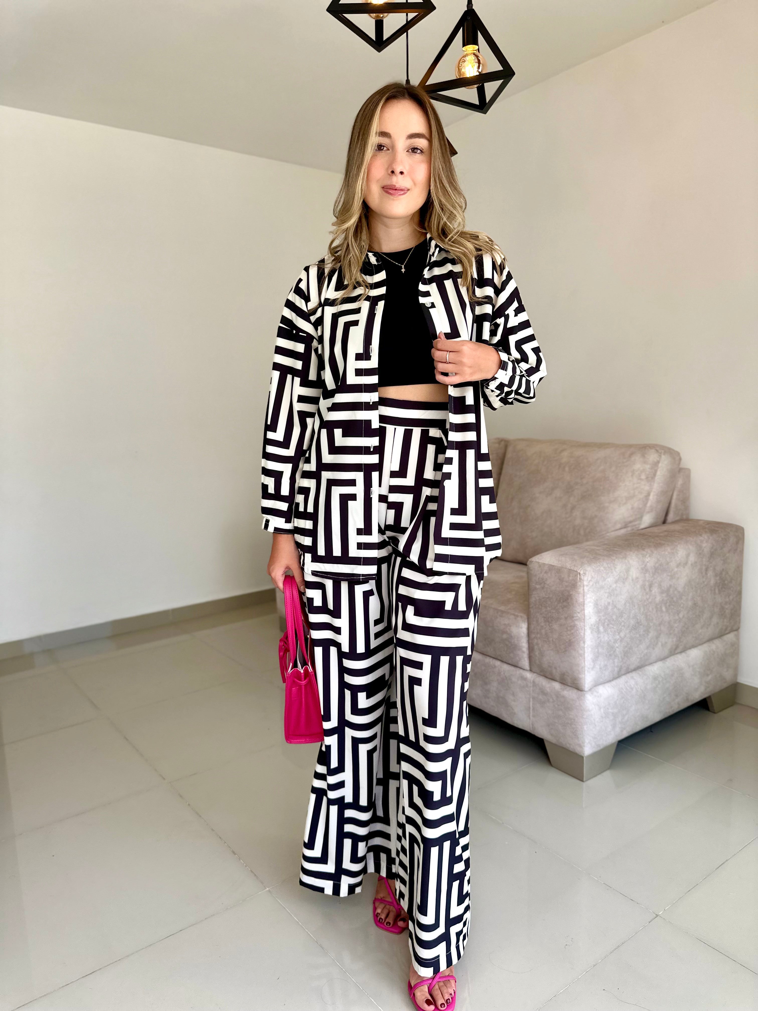 CAMISERO HAWAI NEGRO-MARFIL