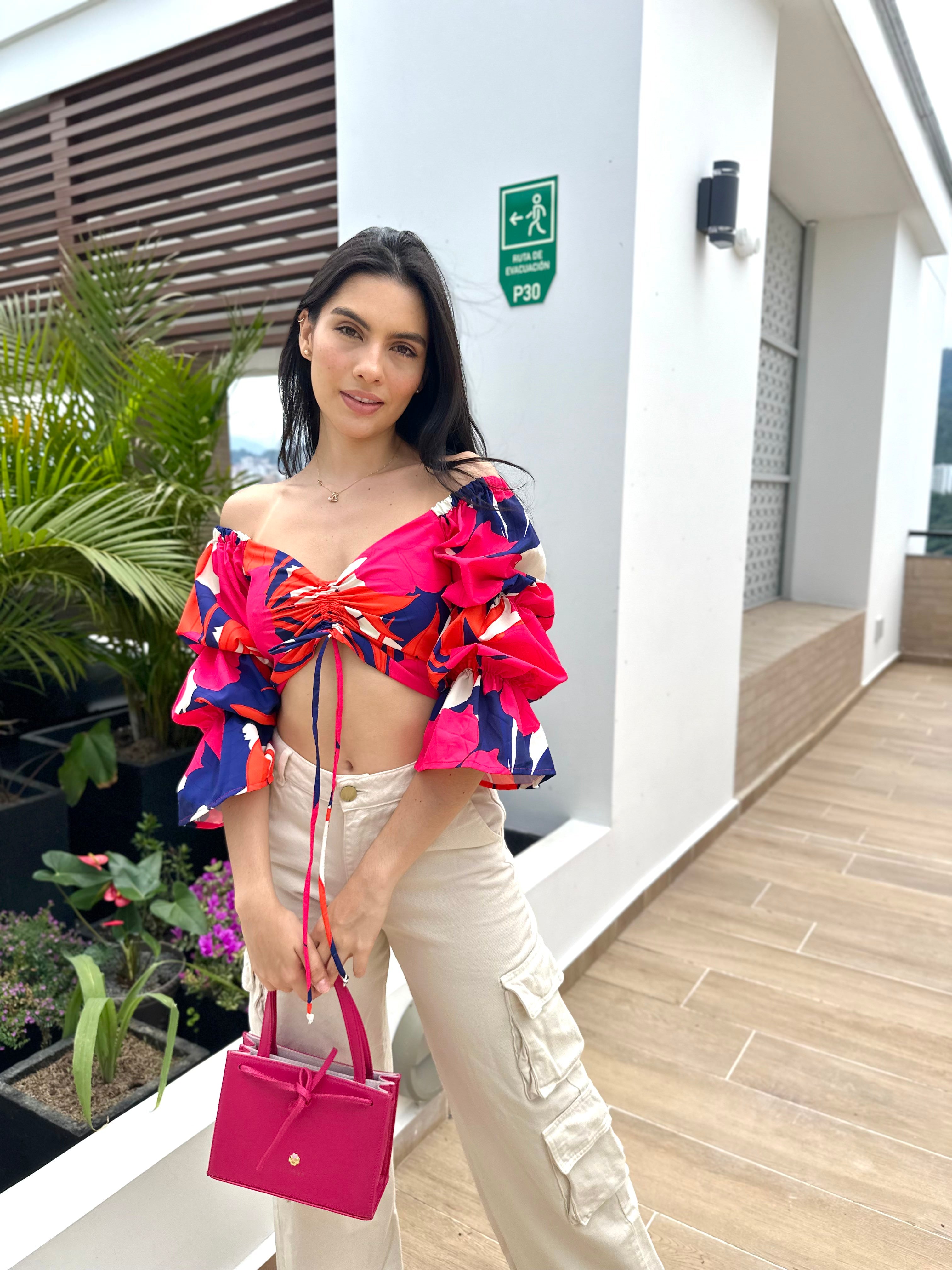 TOP BORA PRINT FUCSIA-AZUL