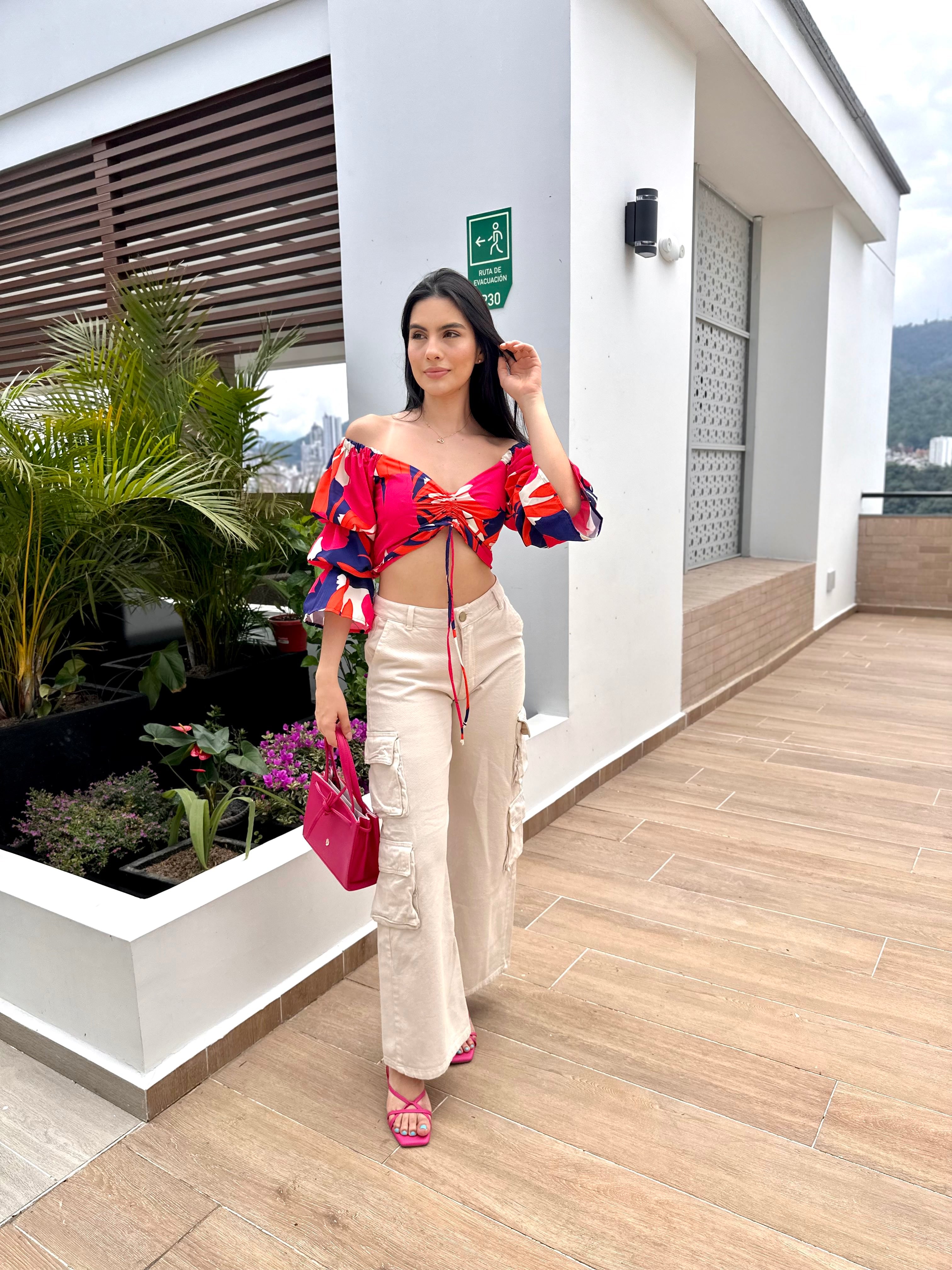 TOP BORA PRINT FUCSIA-AZUL