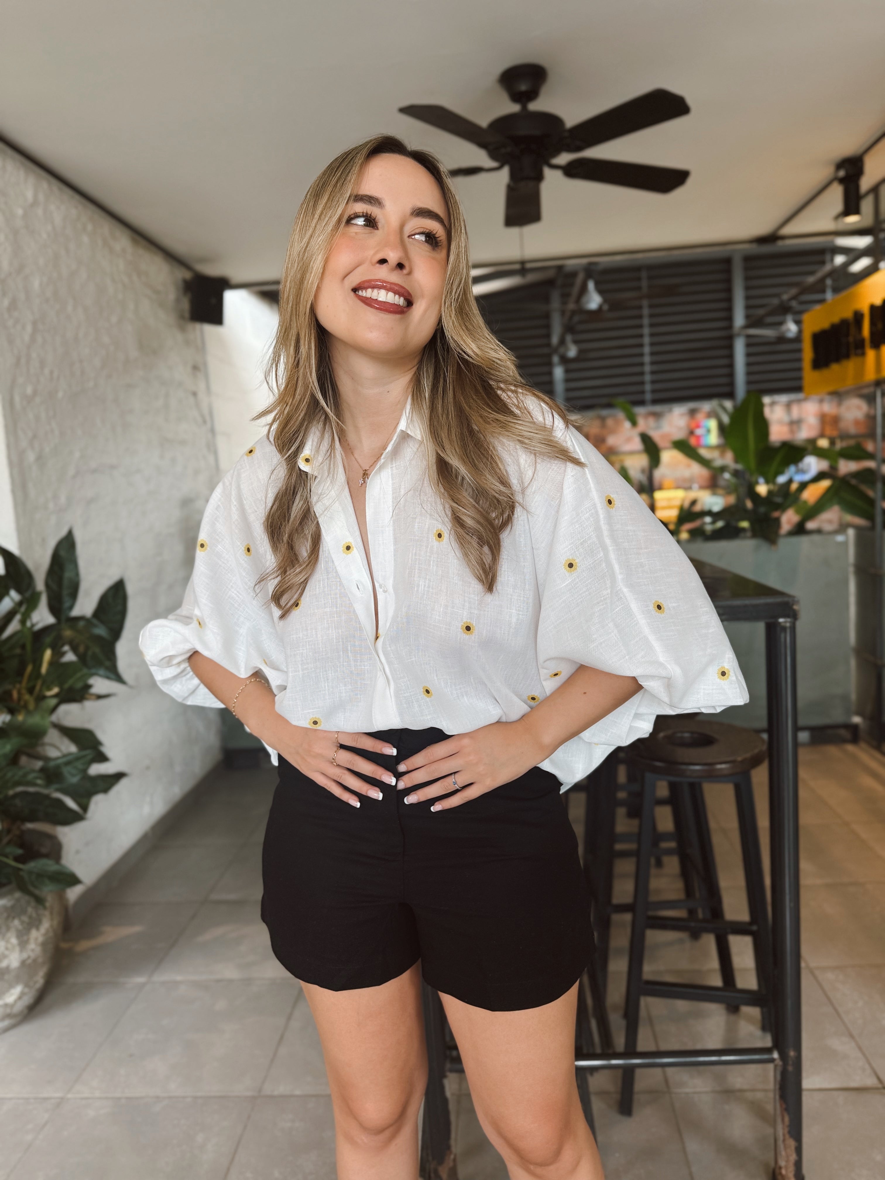 BLUSA GEORGINA PRINT GIRASOL BLANCA