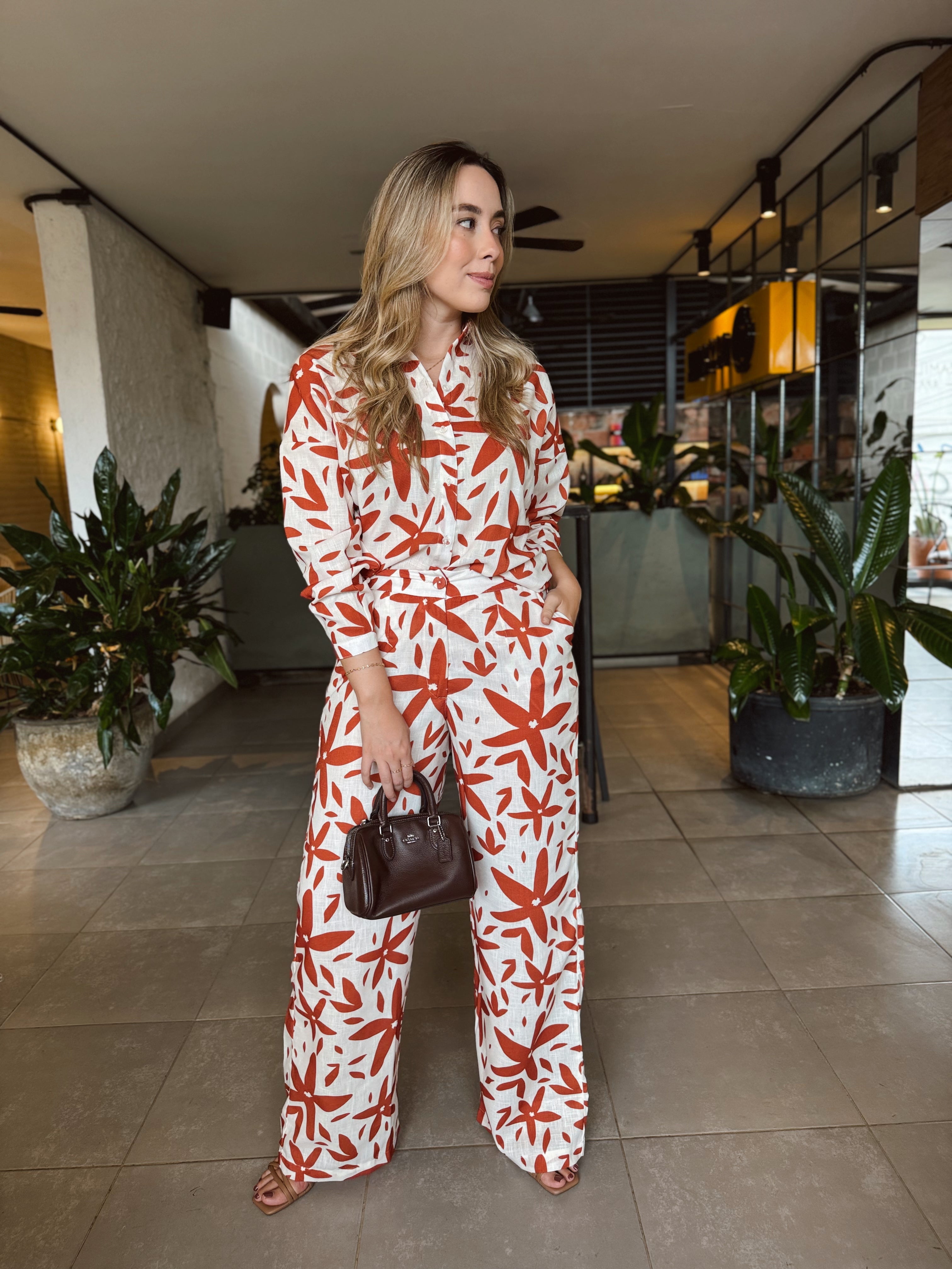 SET MARGARITA PRINT FLOR-NARANJA