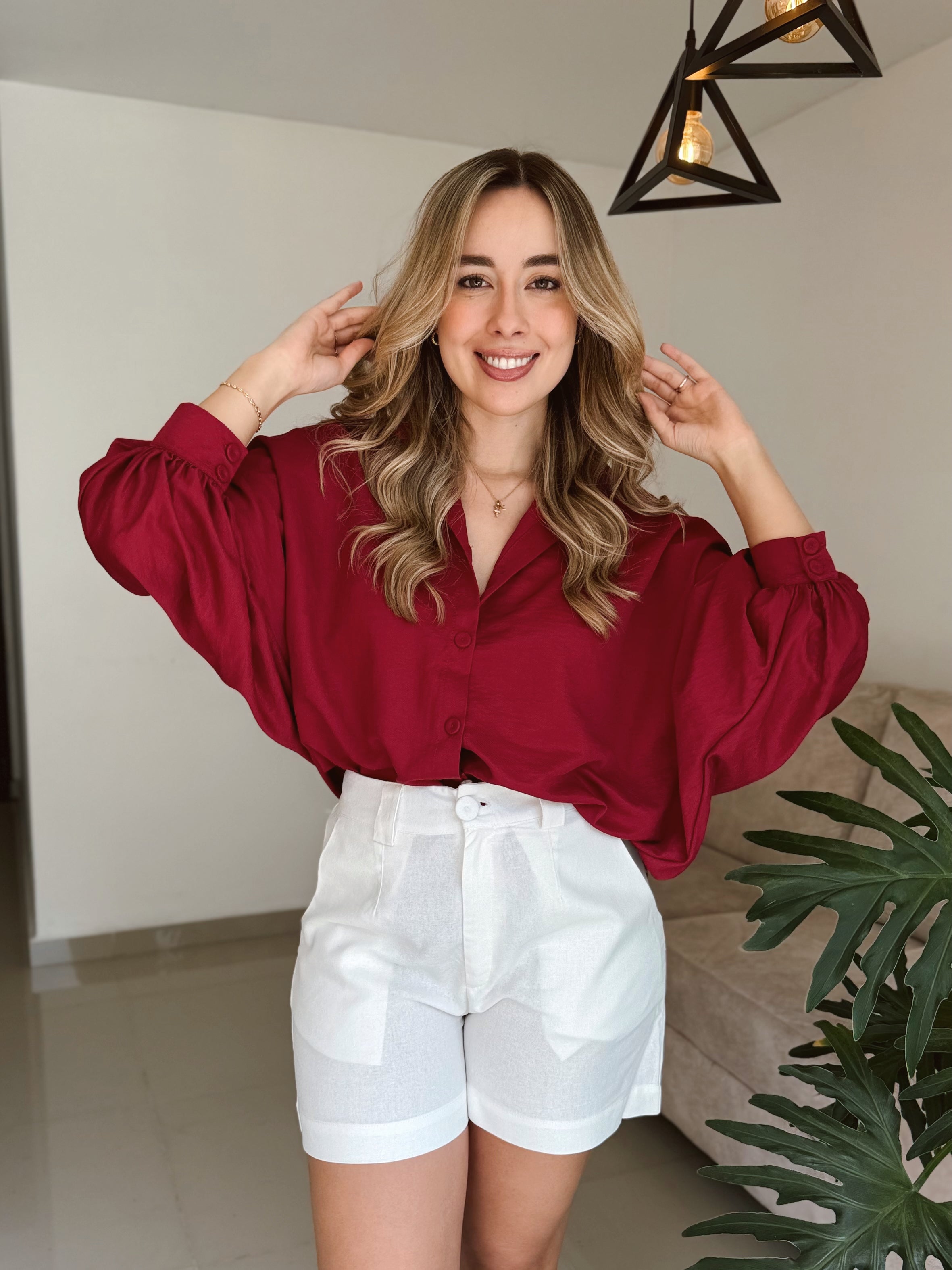 BLUSA MARTINA UNICOLOR VINOTINTO