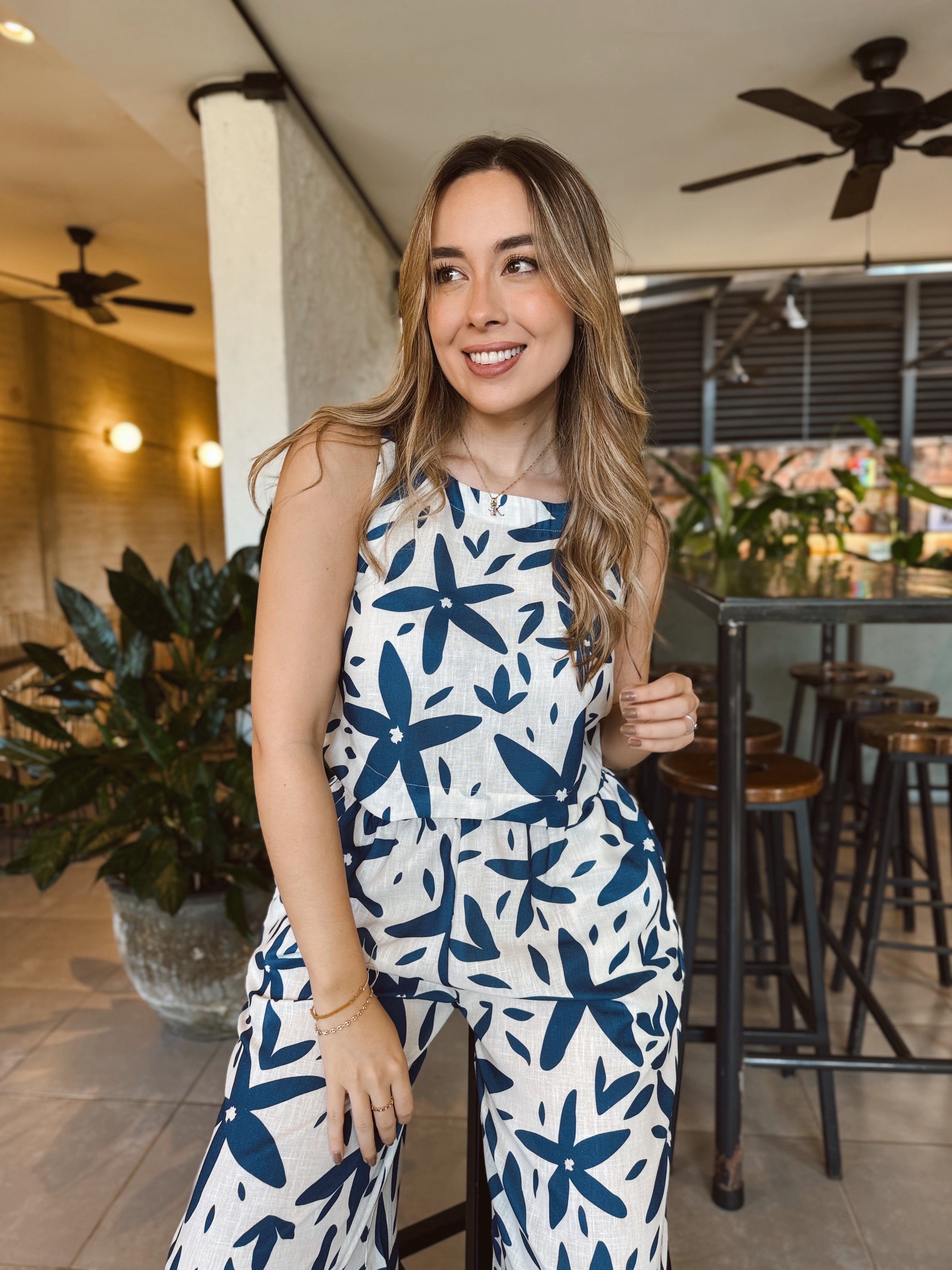 SET AMALFI PRINT FLOR AZUL