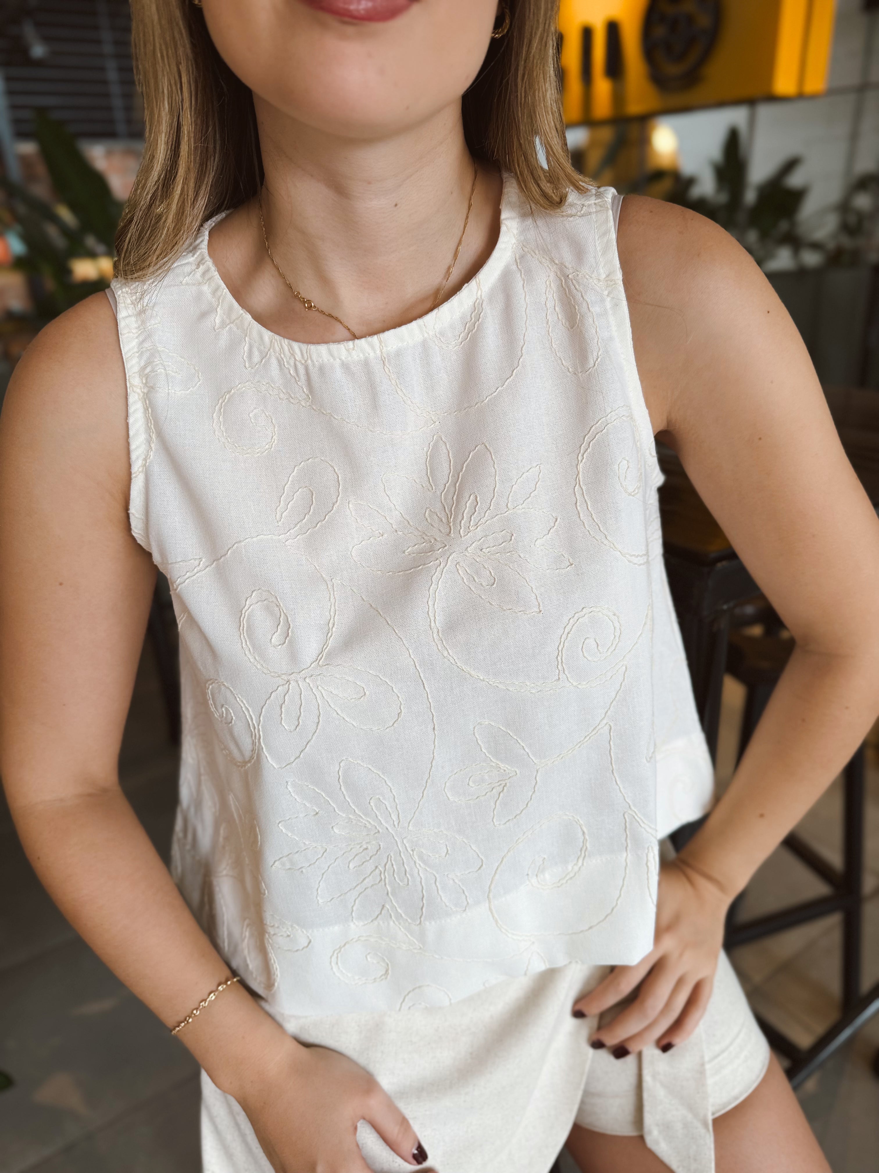 BLUSA SEVILLA BORDADA MARFIL