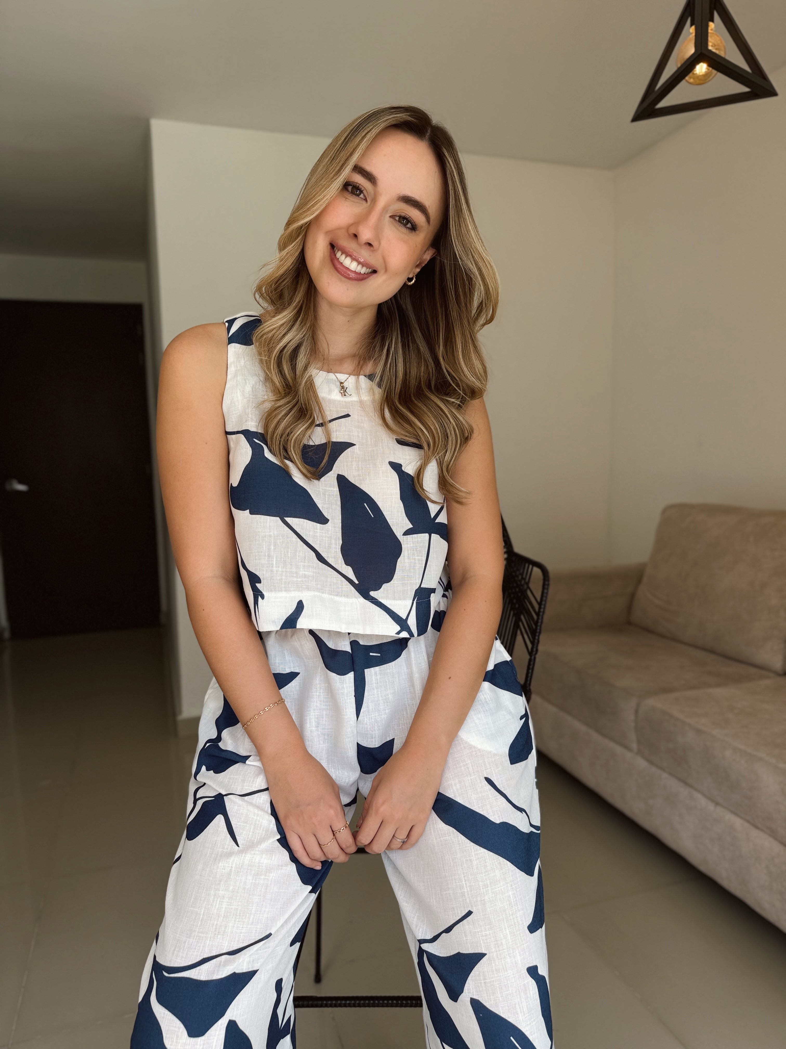 SET AMALFI PRINT BLANCO AZUL