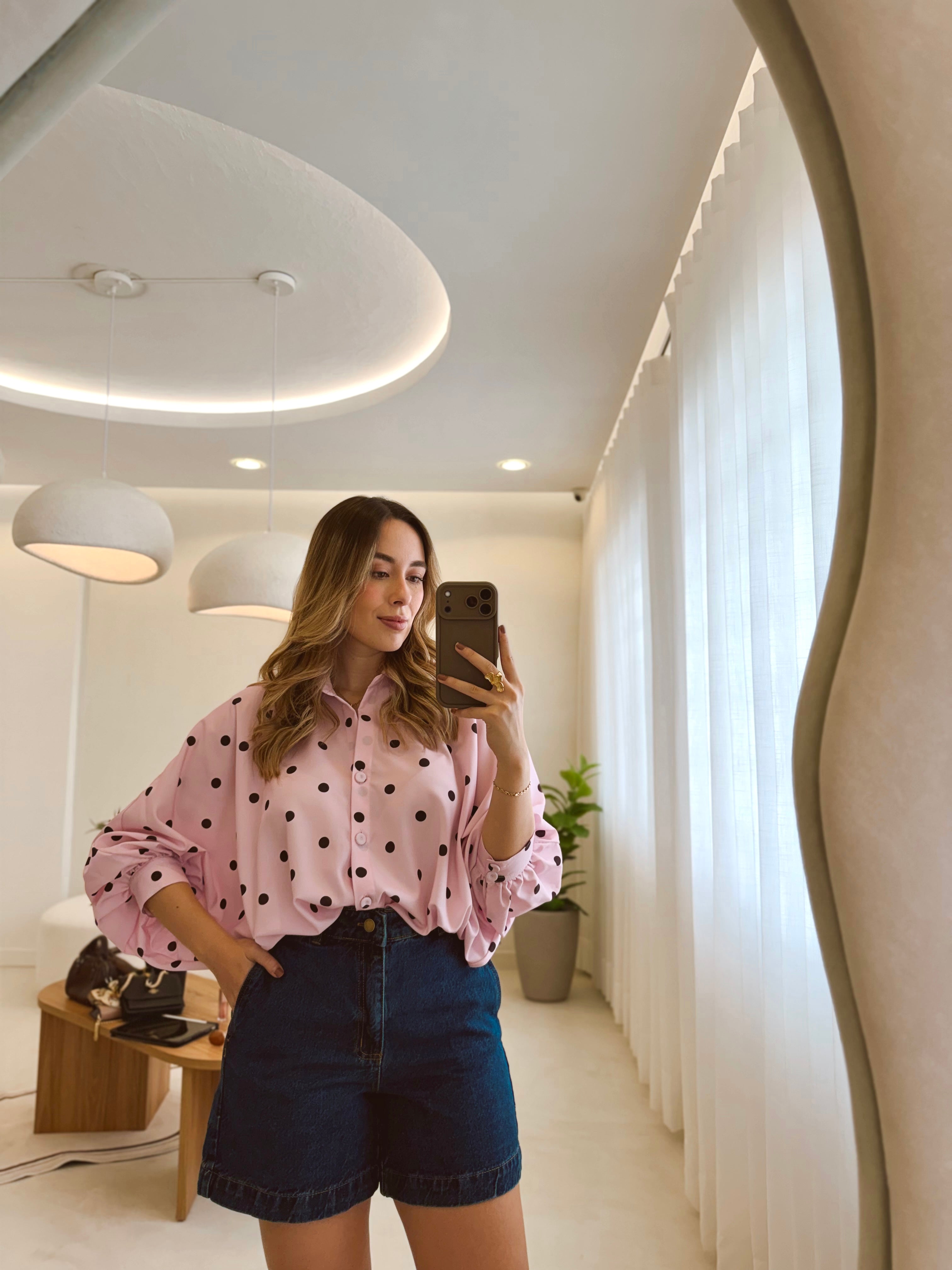 BLUSA MARTINA PRINT ROSA LUNARES