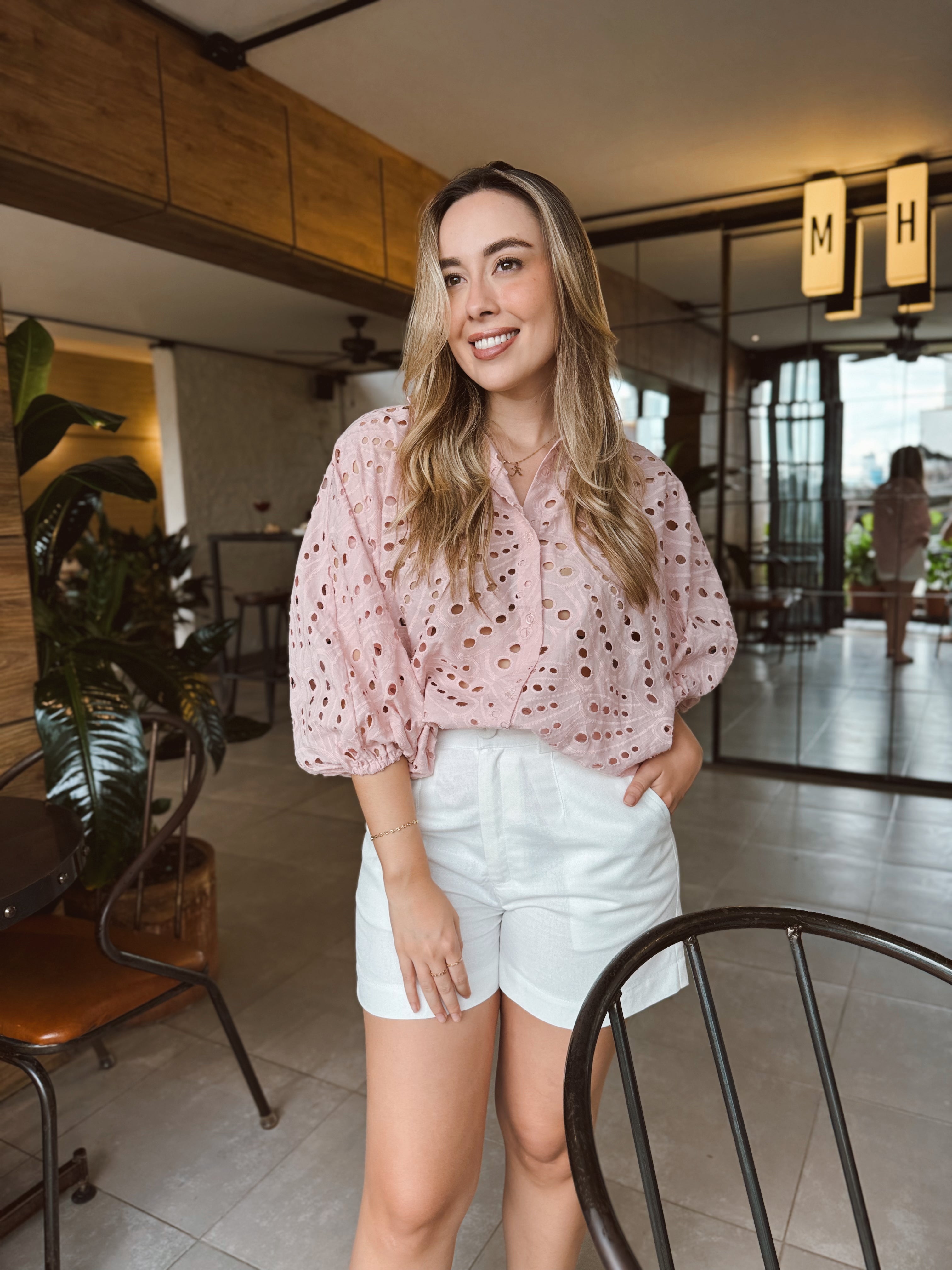 BLUSA GEORGINA OJALILLO GRANDE PALO DE ROSA