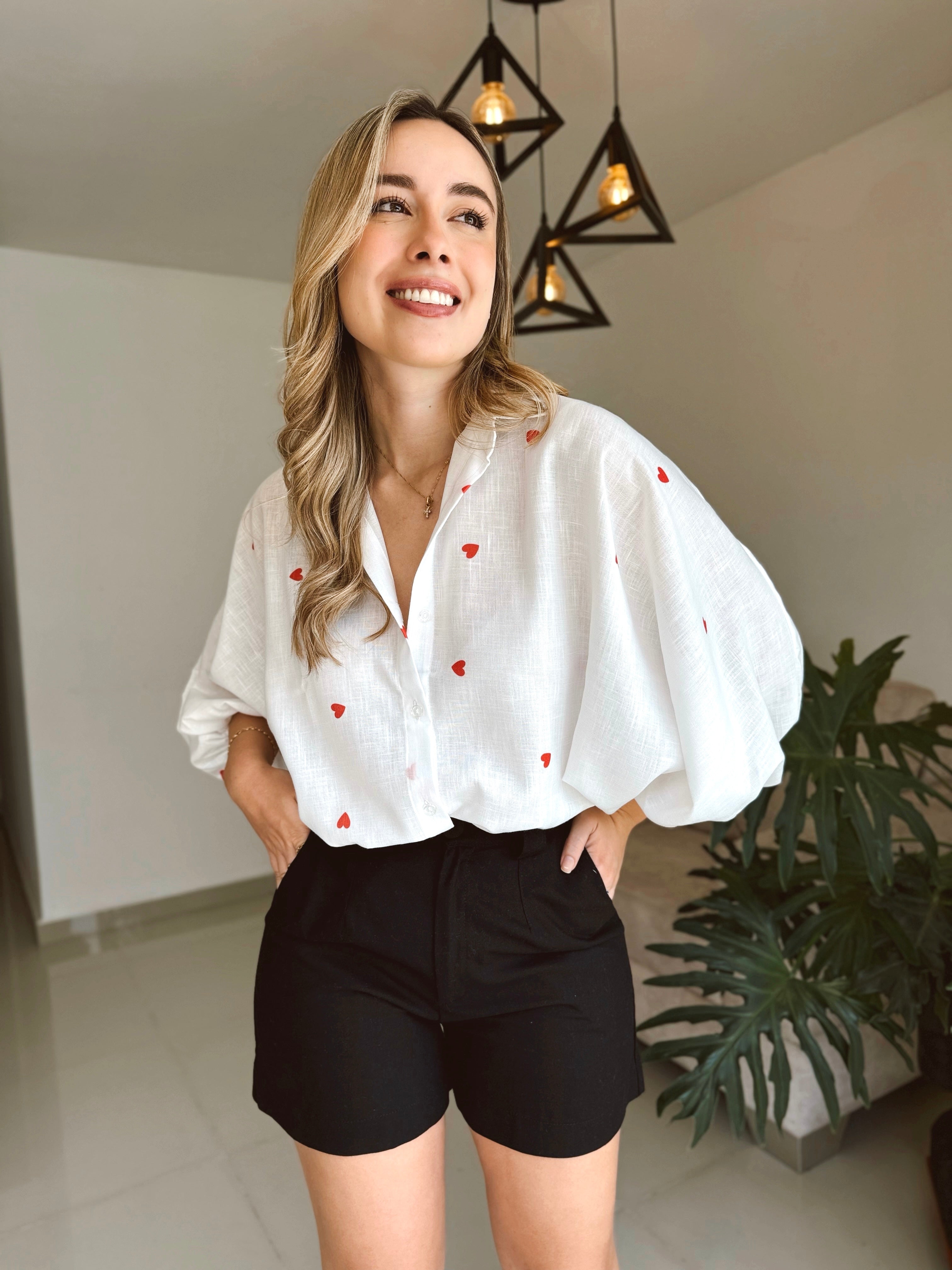 BLUSA GEORGINA PRINT CORAZÓN ROJO