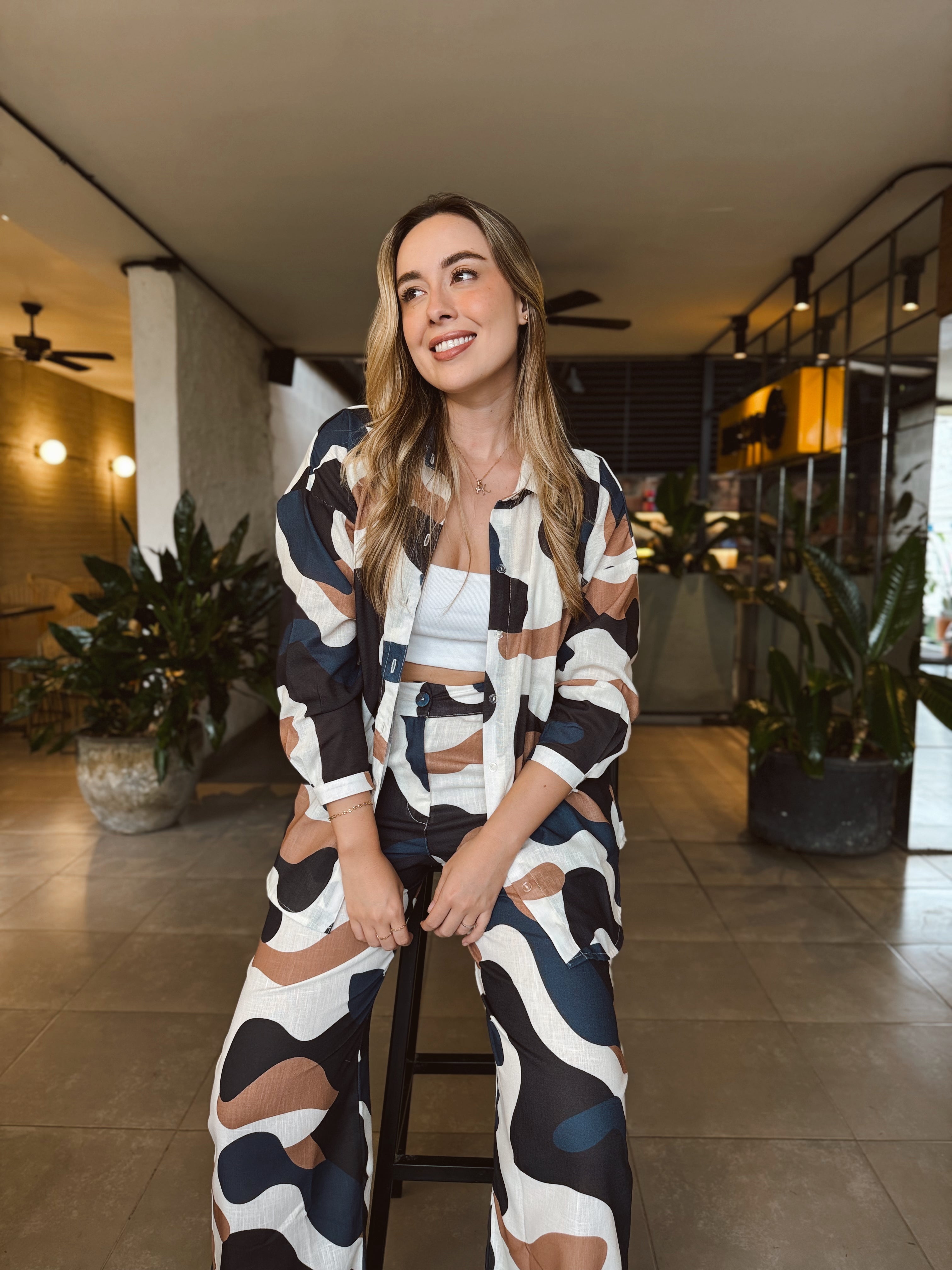 SET MARGARITA PRINT AZUL-BEIGE