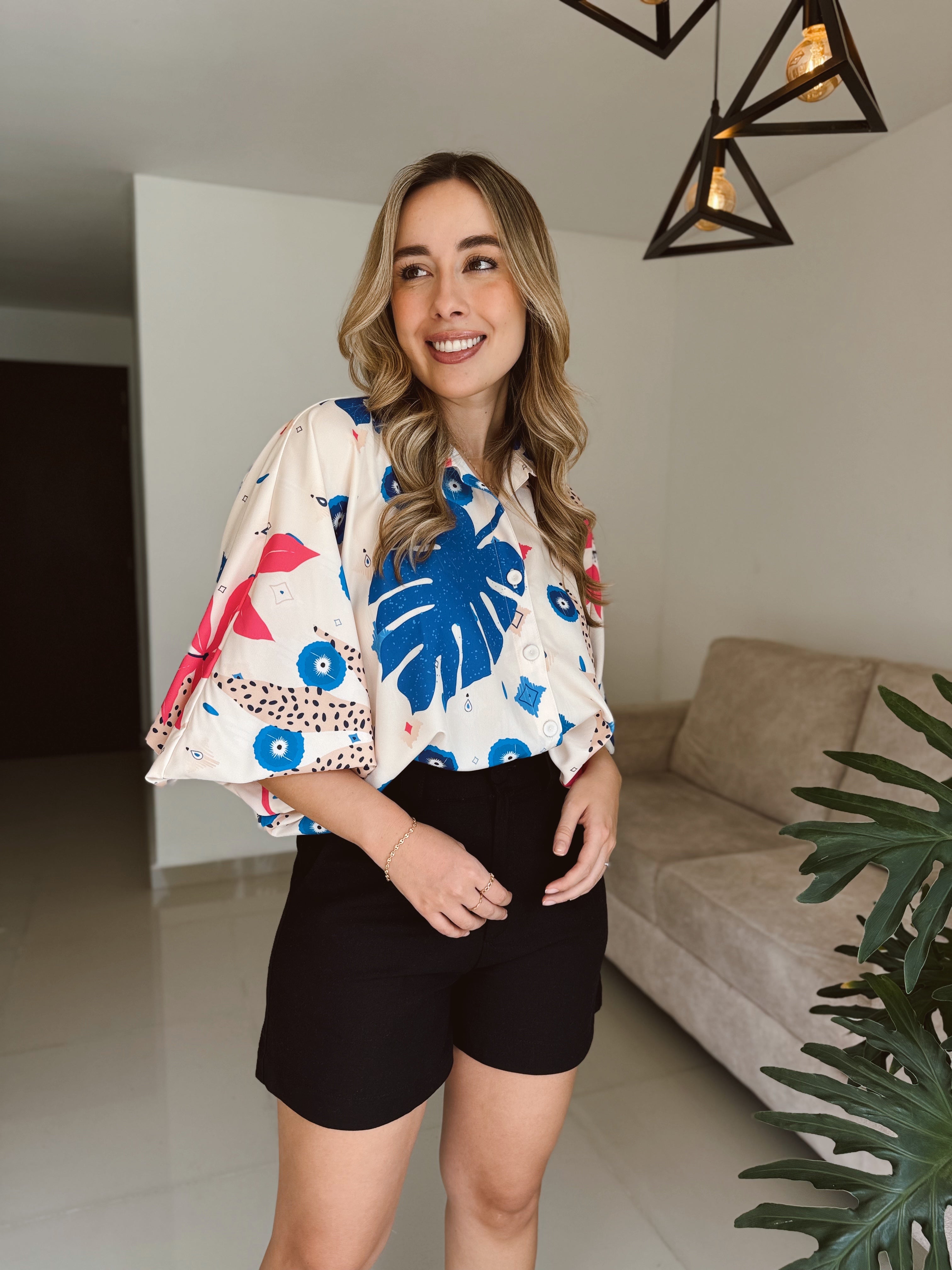 BLUSA MARTINA PRINT FUCSIA-AZUL