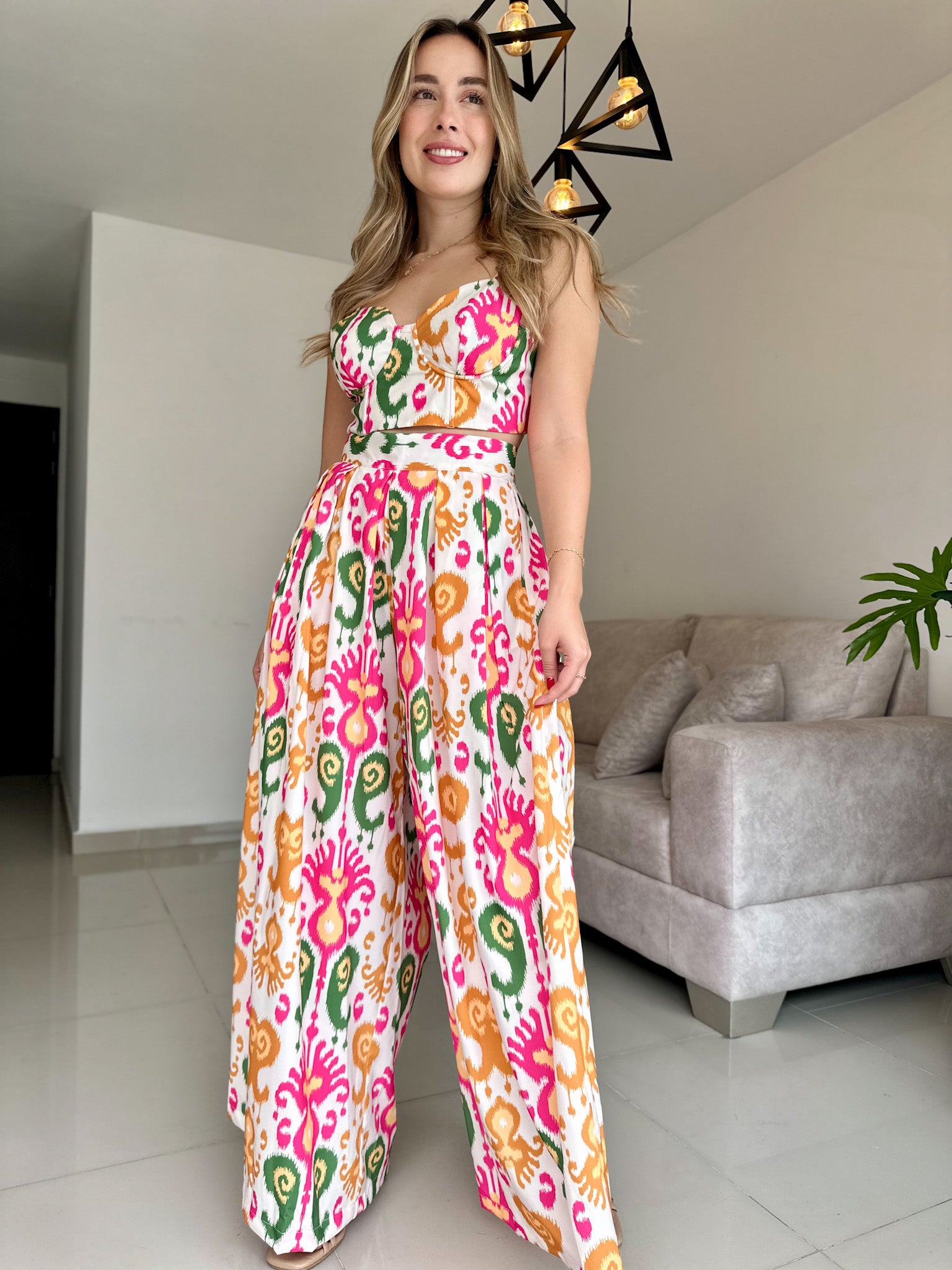 SET POSITANO PRINT FUCSIA-VERDE