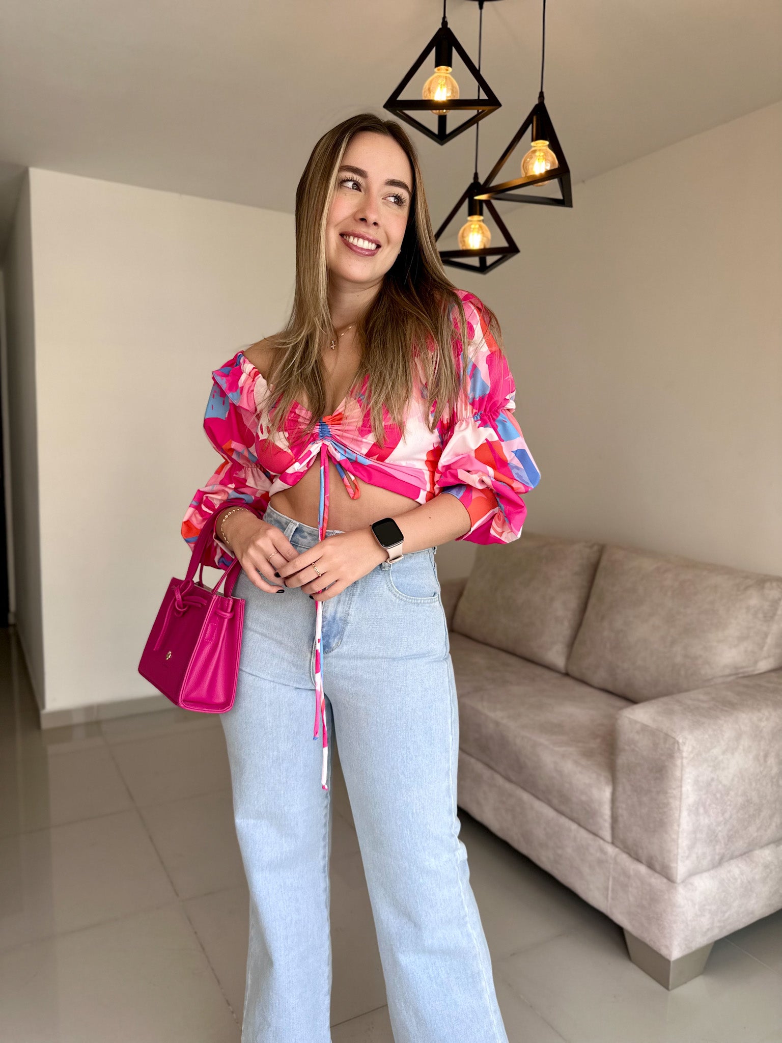TOP CAMILA PRINT ROSA PINCEL