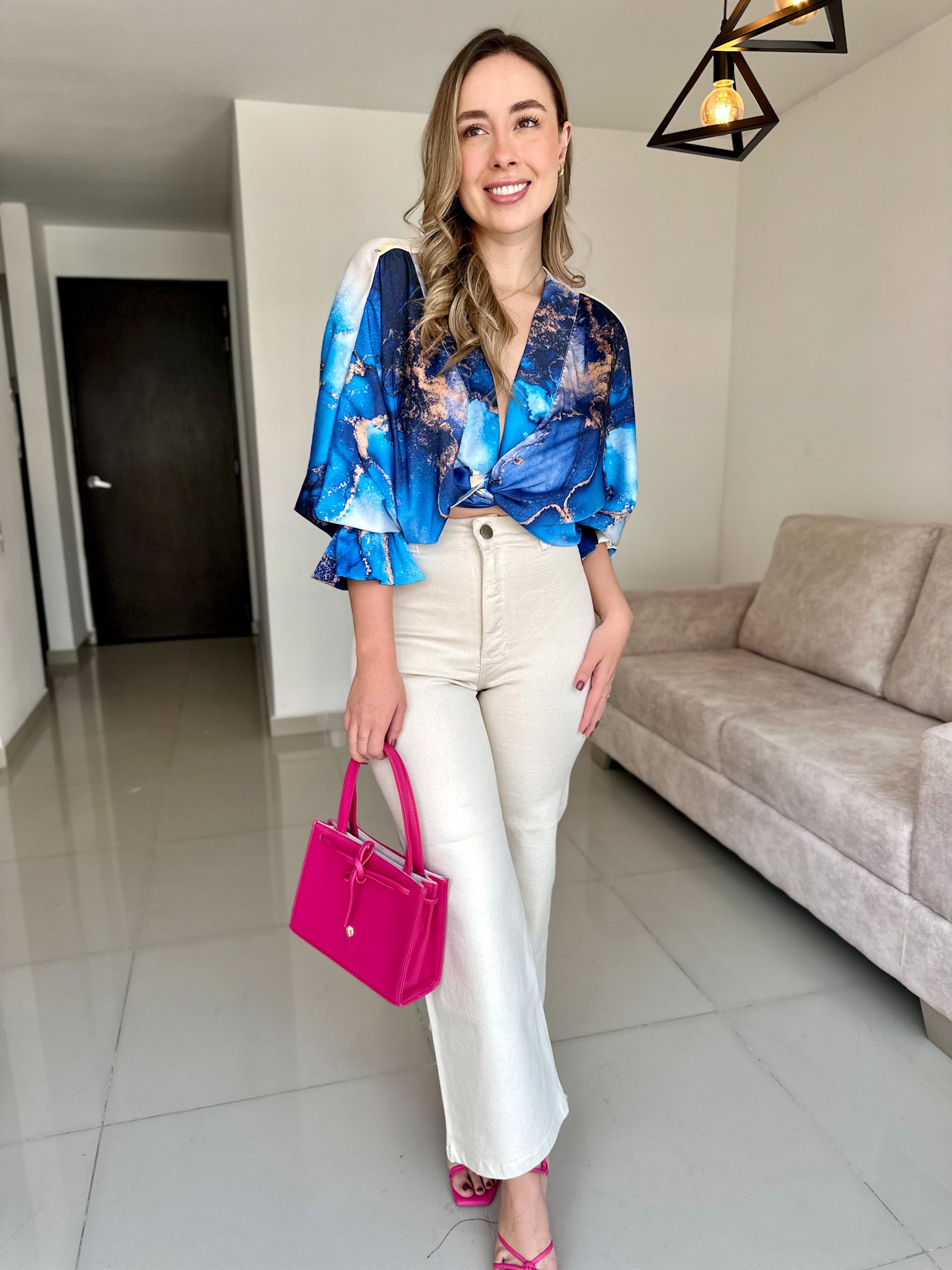 TOP EVA PRINT MÁRMOL AZUL