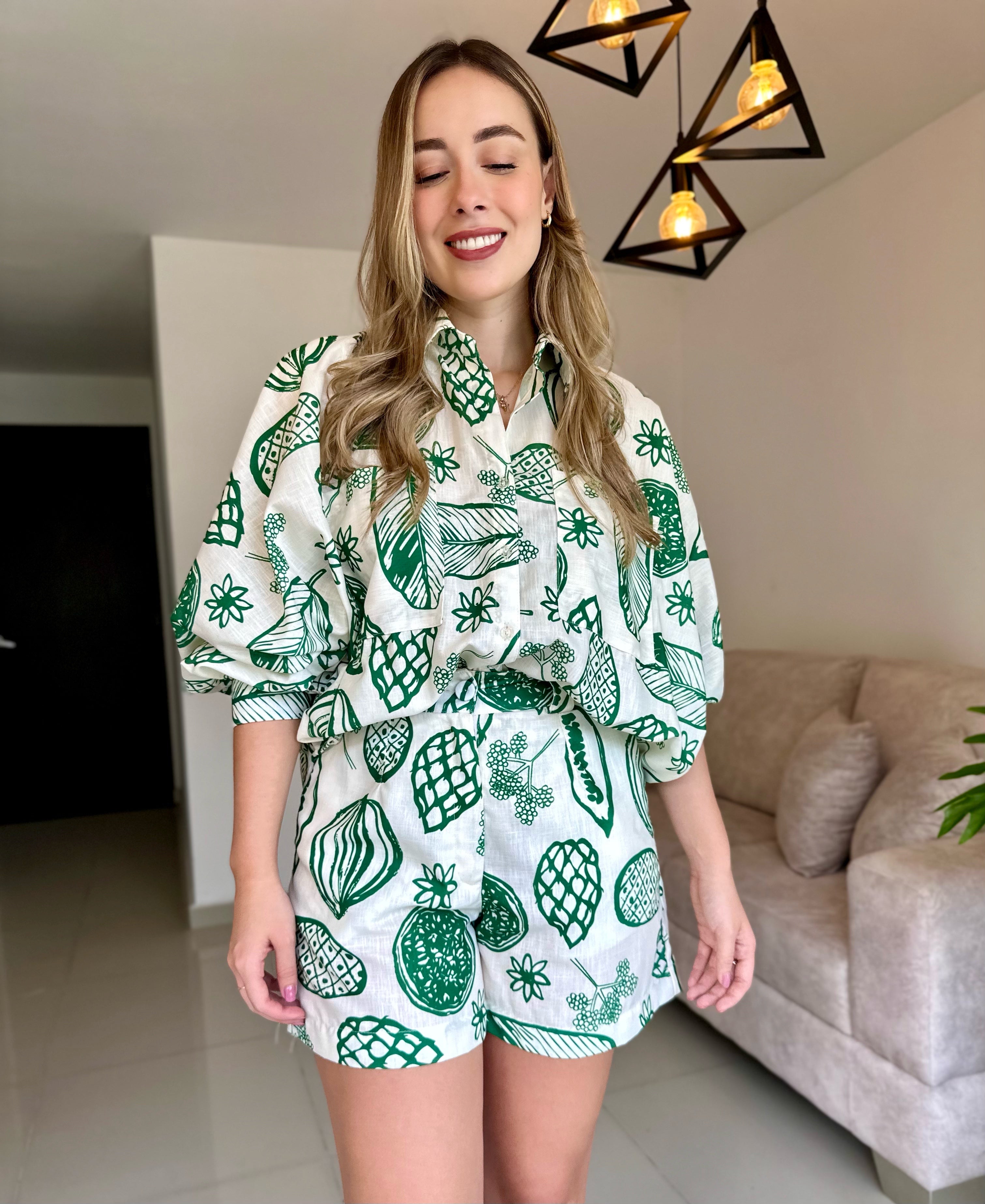 SET BALINO PRINT HOJA VERDE