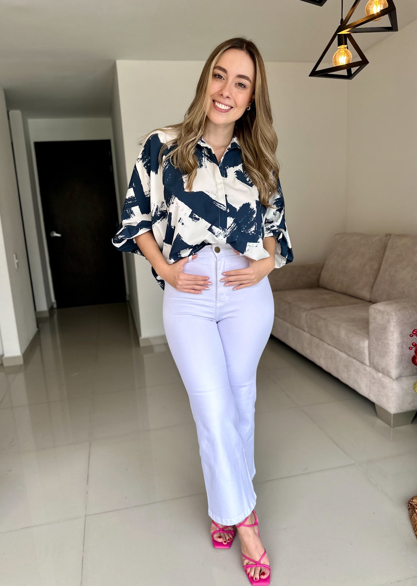 BLUSA GEORGINA PRINT PINCEL AZUL OSCURO