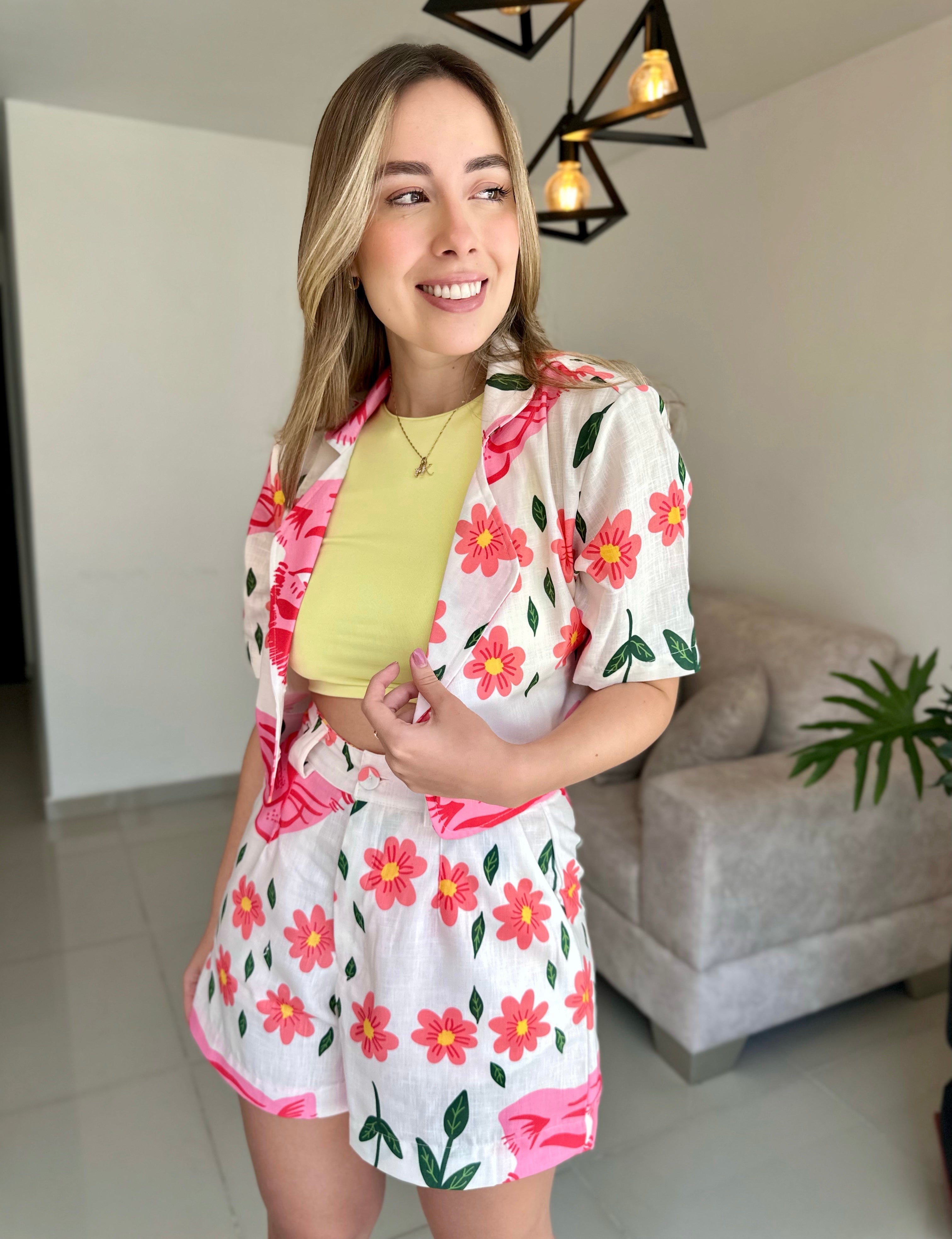 SET SANTORINI TIGRES Y FLORES ROSAS