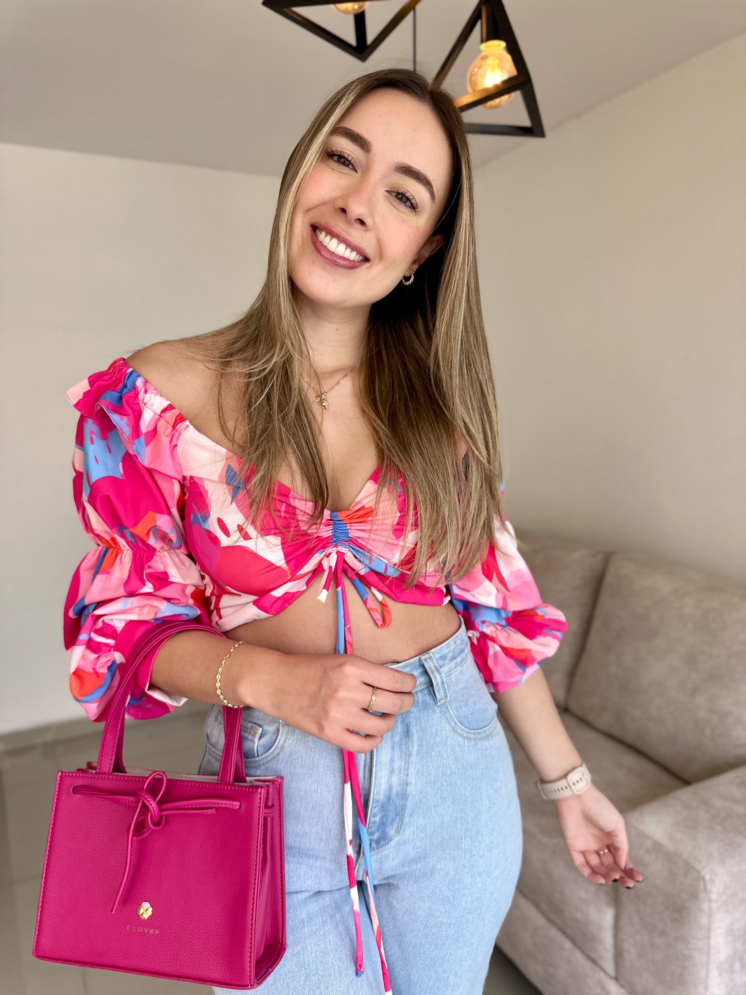TOP CAMILA PRINT ROSA PINCEL