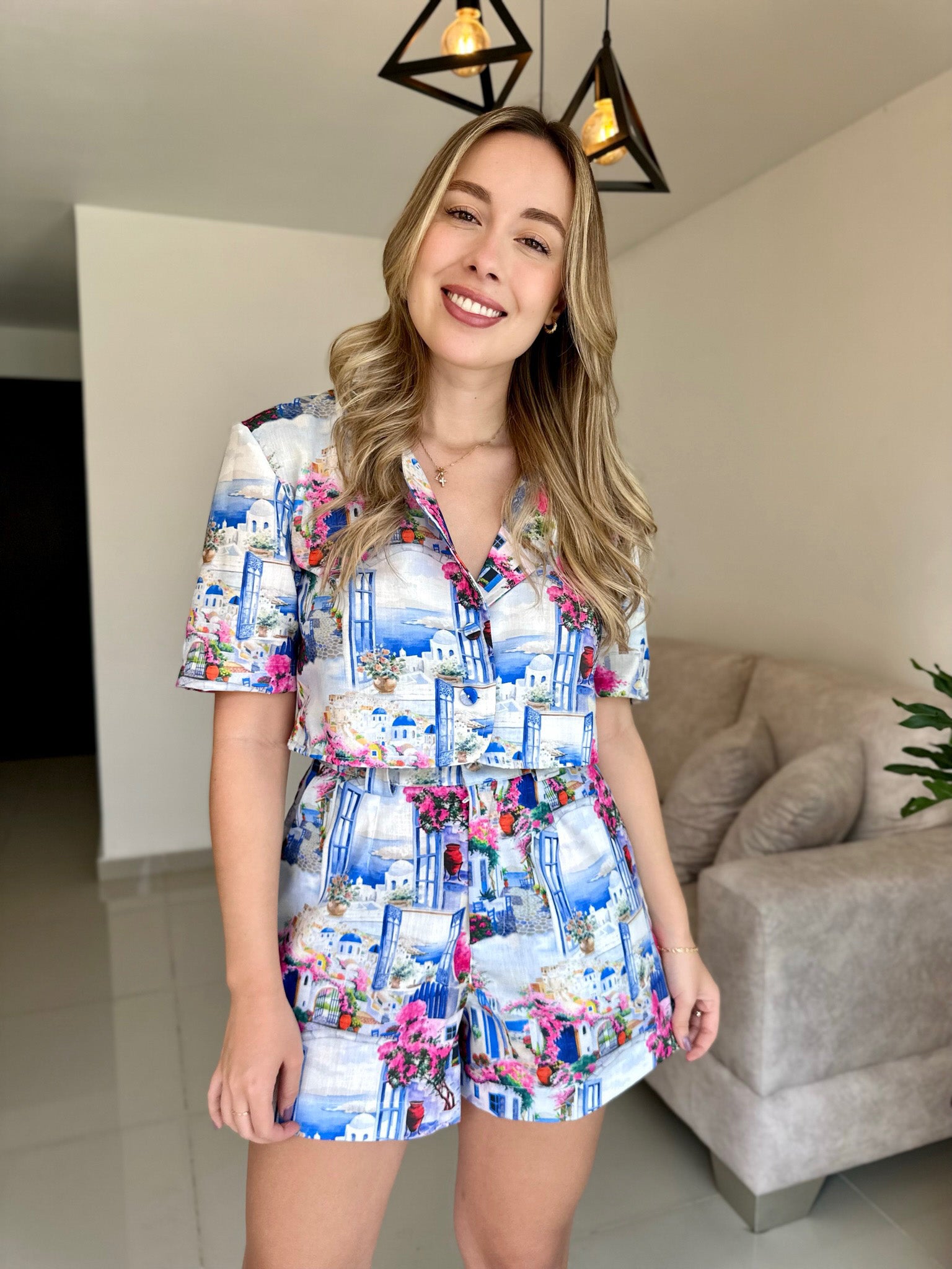 SET SANTORINI PRINT AZUL